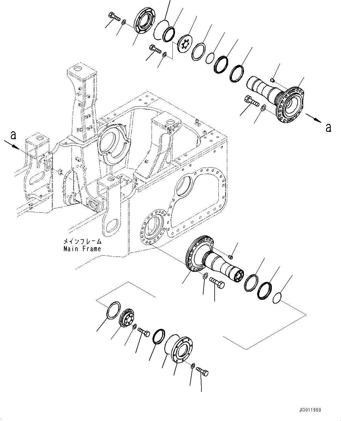 Схема запчастей Komatsu D155AX-6 - ПОДВЕСКА, ПОВОРОТН. ШКВОРЕНЬ (№88-) ПОДВЕСКА, ДЛЯ ОТВАЛА С ДВОЙН. ПЕРЕКОСОМ