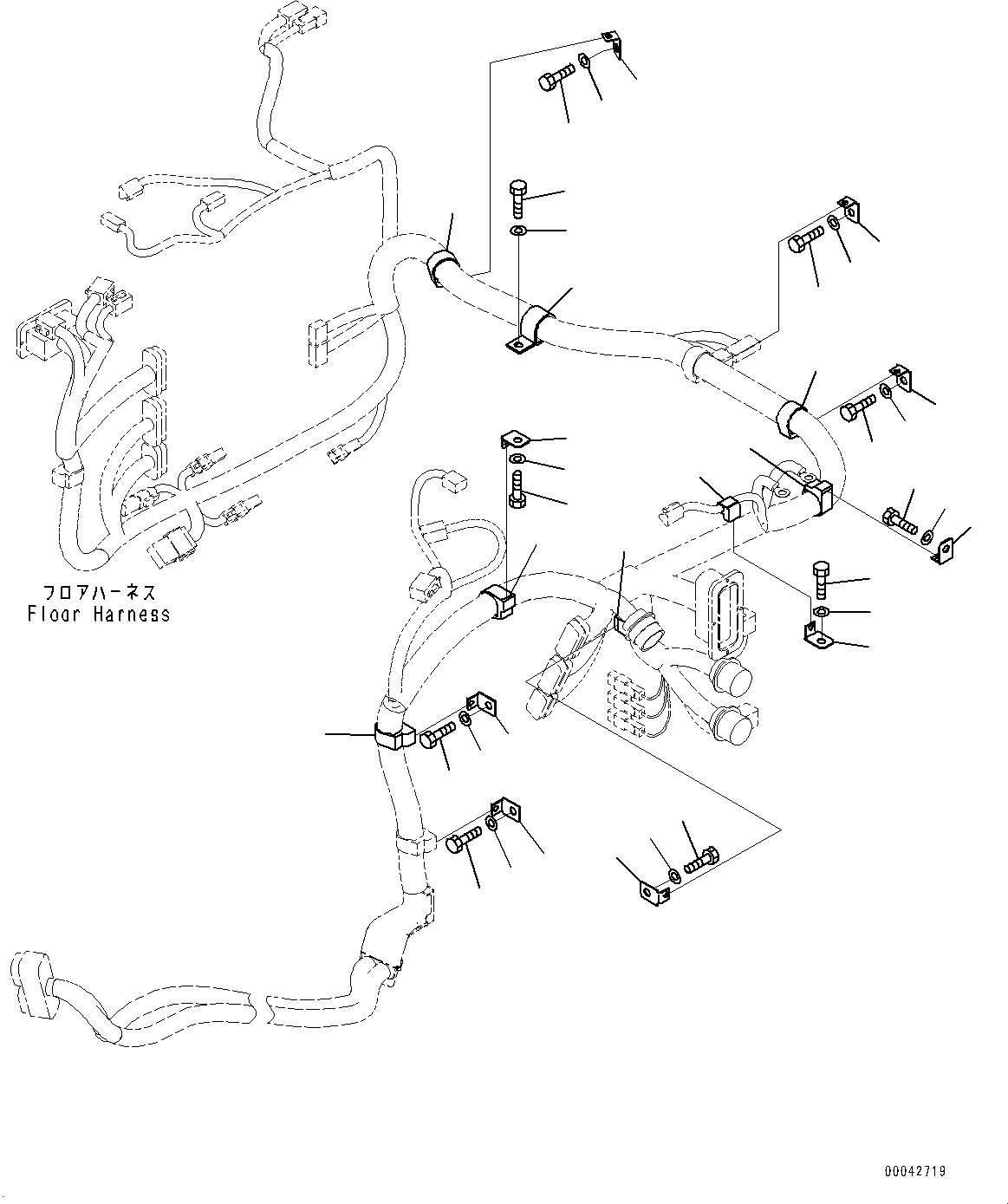 Схема запчастей Komatsu D155AX-6 - ОСНОВН. КОНСТРУКЦИЯ, ПОЛ ПРОВОДКА КРЕПЛЕНИЕ (/) (№88-) ОСНОВН. КОНСТРУКЦИЯ, ДЛЯ МЕХАНИЧ. ПОВОРОТНЫЙ ОТВАЛ, БЕЗ ЗАДН. РАБОЧЕЕ ОБОРУДОВАНИЕ, MSHA DUST REGULATION