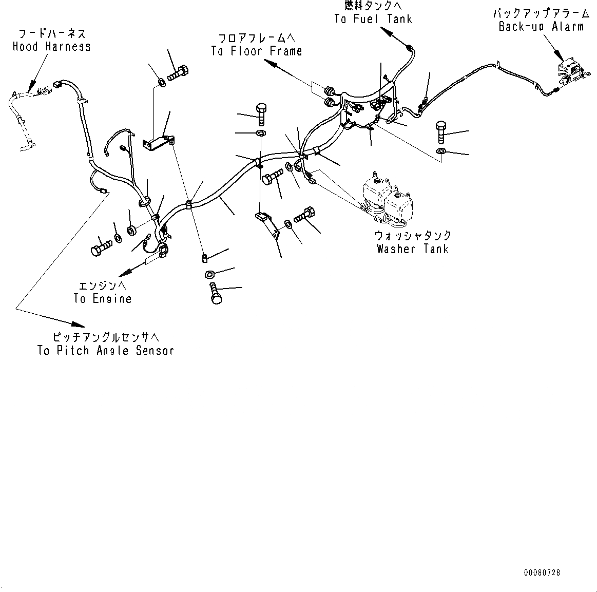 Схема запчастей Komatsu D155AX-6 - КРЫЛО, ОСНОВН. ПРОВОДКА (/) (№887-) КРЫЛО, С ВЫСОК. ЕМК. АККУМУЛЯТОР, ЕС НОВ. NOISE ARRANGEMENT 