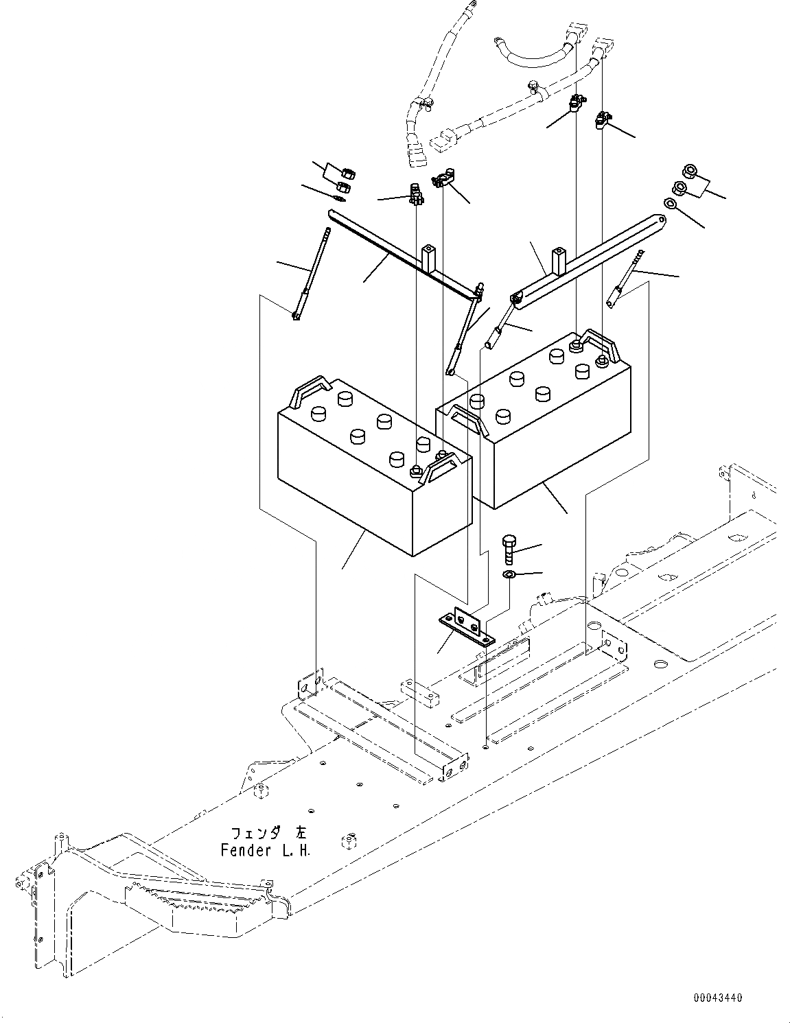 Схема запчастей Komatsu D155AX-6 - КРЫЛО, АККУМУЛЯТОР (№887-) КРЫЛО, С ВЫСОК. ЕМК. АККУМУЛЯТОР