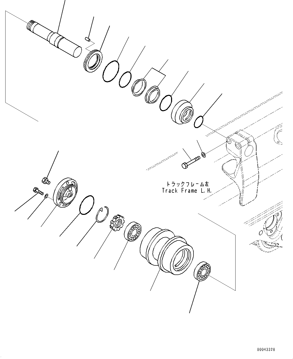 Схема запчастей Komatsu D155AX-6 - ГУСЕНИЧНАЯ РАМА, ОПОРНЫЙ КАТОК КРЫШКА, ЛЕВ. (№88-) ГУСЕНИЧНАЯ РАМА, ЗАЩИТА ОПОРНЫХ КАТКОВ