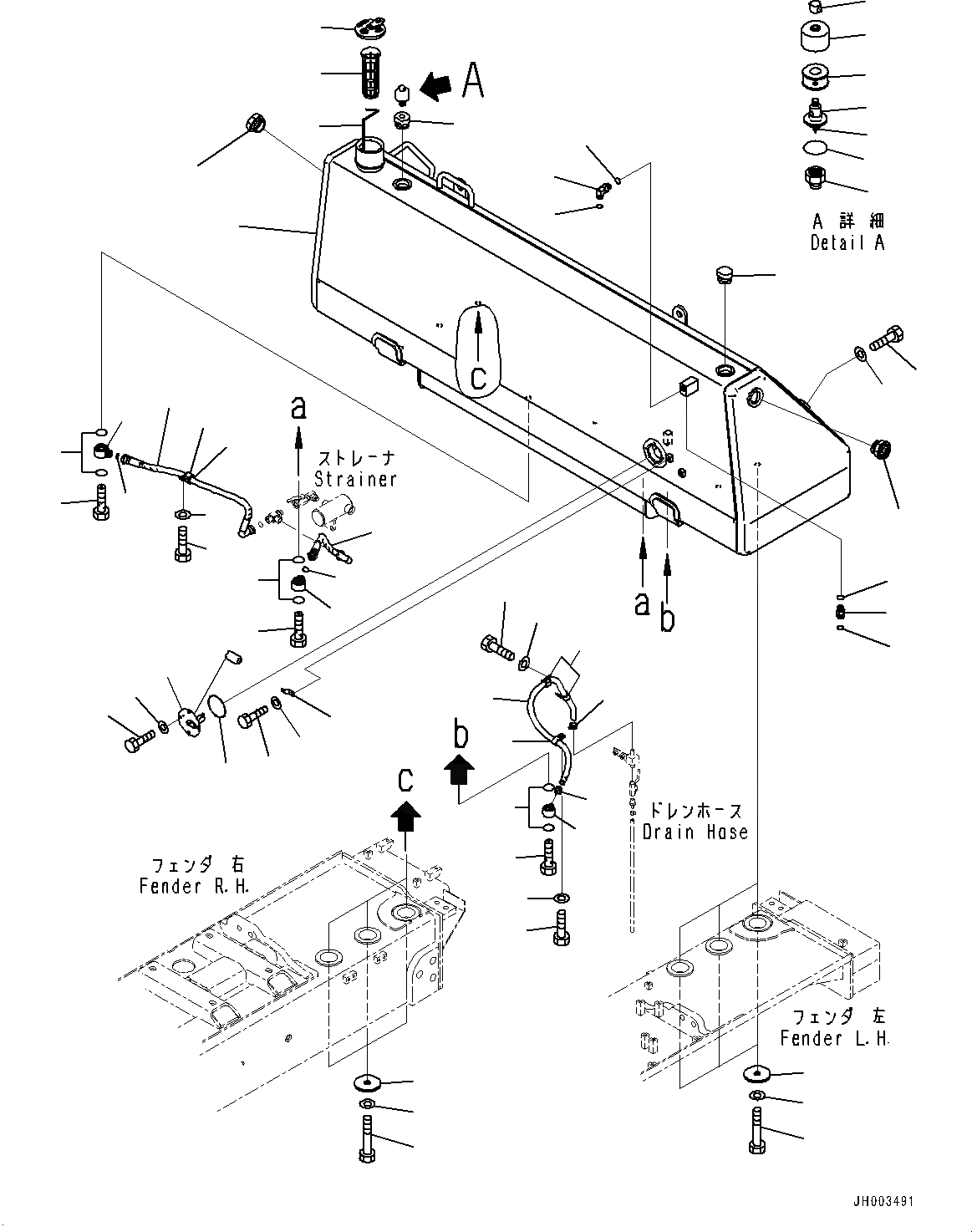Схема запчастей Komatsu D375A-6 - ТОПЛИВН. БАК., ТОПЛИВОПРОВОД. (№-) ТОПЛИВН. БАК.