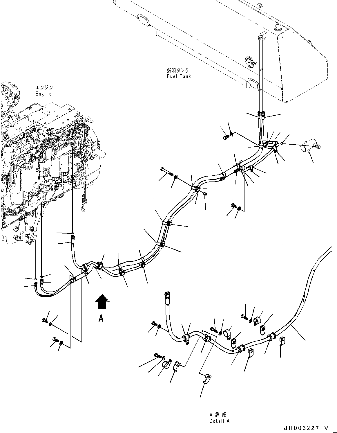 Схема запчастей Komatsu D375A-6 - ТОПЛИВН. ПОДАЮЩ. ТРУБЫ, ТОПЛИВН. ОСНОВН. ТРУБЫ (№-) ТОПЛИВН. ПОДАЮЩ. ТРУБЫ
