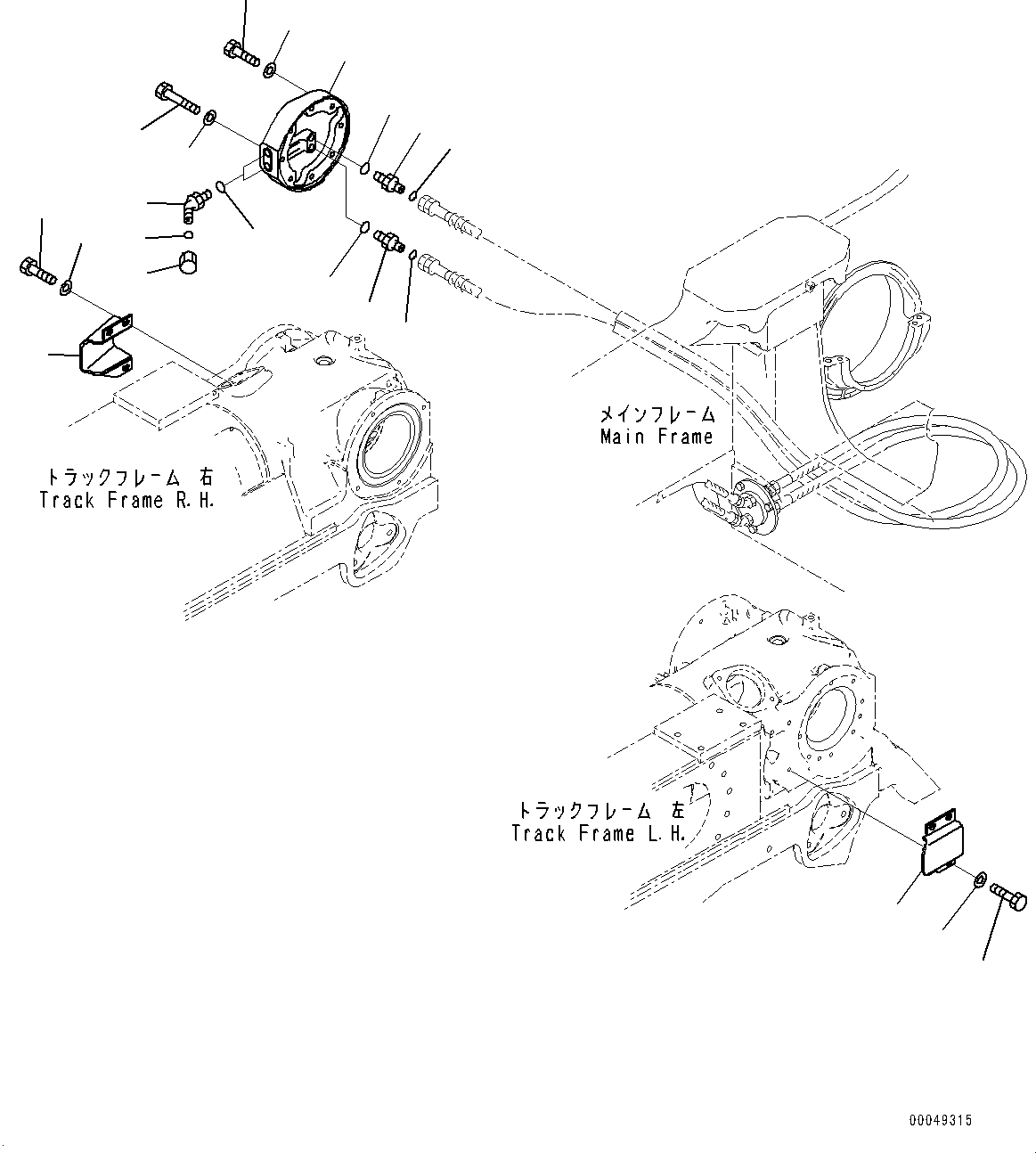 Схема запчастей Komatsu D375A-6 - DOZER ПЕРЕКОС. ОТВАЛА ТРУБЫ, ПАТРУБОК И КРЫШКА(№-) DOZER ПЕРЕКОС. ОТВАЛА ТРУБЫ, ДЛЯ УДЛИНН. ГУСЕНИЧНАЯ РАМА