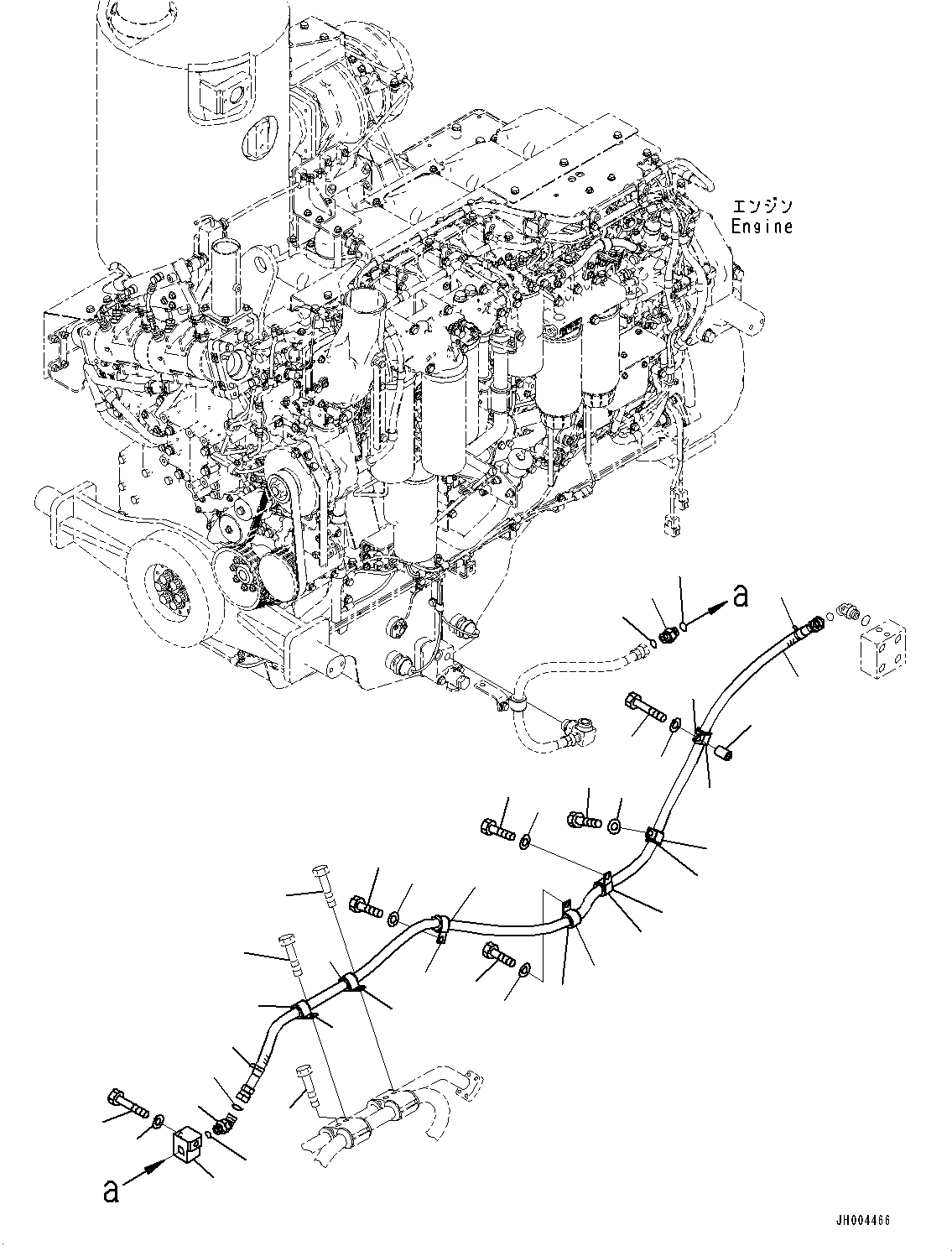 Схема запчастей Komatsu D375A-6 - БЫСТРОСЪЕМН. МЕХ-М ТРУБЫ, ДВИГАТЕЛЬ МАСЛОПРОВОДЯЩАЯ ЛИНИЯ (№-) БЫСТРОСЪЕМН. МЕХ-М ТРУБЫ, МАСЛ. И ХЛАДАГЕНТ БЫСТР. ЗАПРАВ., С ПОДДОН ДВИГ-ЛЯ И ПОДОГРЕВАТЕЛЬ ХЛАДАГЕНТА
