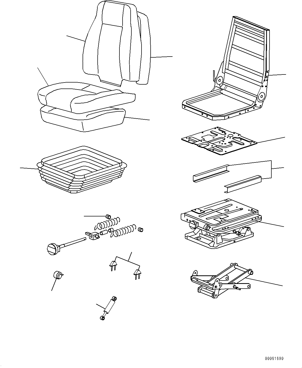 Схема запчастей Komatsu D375A-6 - СИДЕНЬЕ ОПЕРАТОРА, ВНУТР. ЧАСТИ (№-) СИДЕНЬЕ ОПЕРАТОРА, С ВОЗД. ПОДВЕСКОЙ, ТКАНЬ, TURN ТИП, С ОТКИДН. СПИНКОЙ, HI-BACK ТИП