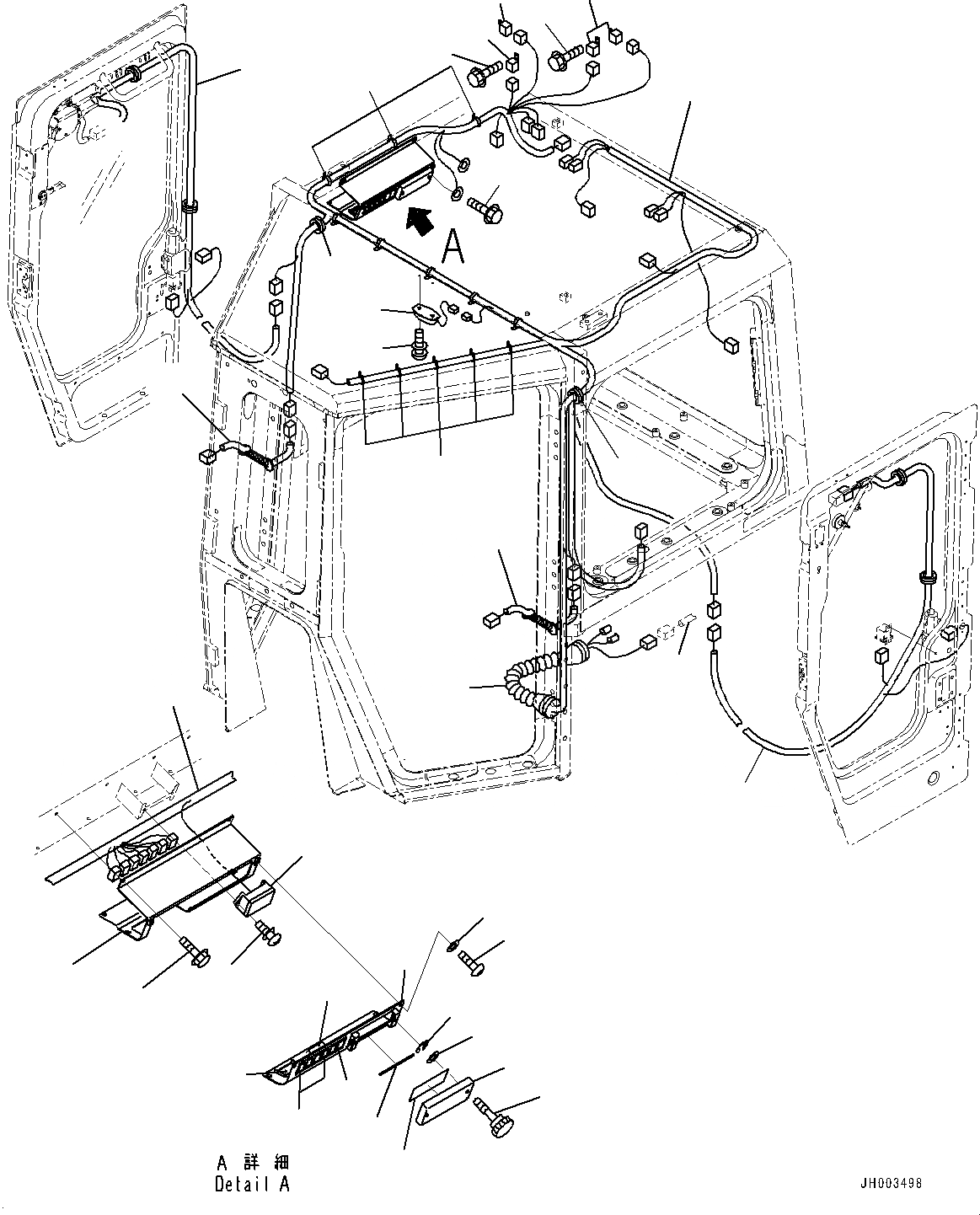 Схема запчастей Komatsu D375A-6 - КАБИНА, ПЕРЕКЛЮЧАТЕЛЬ ПАНЕЛЬ (№-) КАБИНА, С AM-FM STEREO РАДИО, CASSETTE, ЕСКАНАТ, ASIA, ДВОЙН. ОКНА ДВОРНИКИ