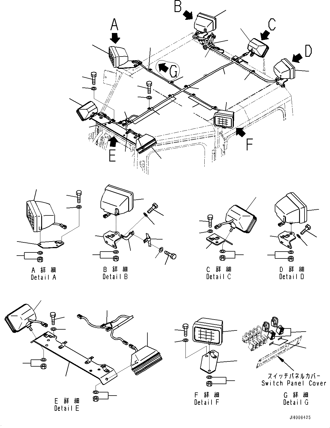 Схема запчастей Komatsu D375A-6 - ЛАМПА РАБОЧ. ОСВЕЩЕНИЯ, (№9-) ЛАМПА РАБОЧ. ОСВЕЩЕНИЯ, С ДОПОЛН. HID КАБИНА ОСВЕЩЕНИЕ, ПЕРЕДН. И ЗАДН., ЗАДН.VIEW CAMERA, ДЛЯ MINING СПЕЦ-ЯIFICATION