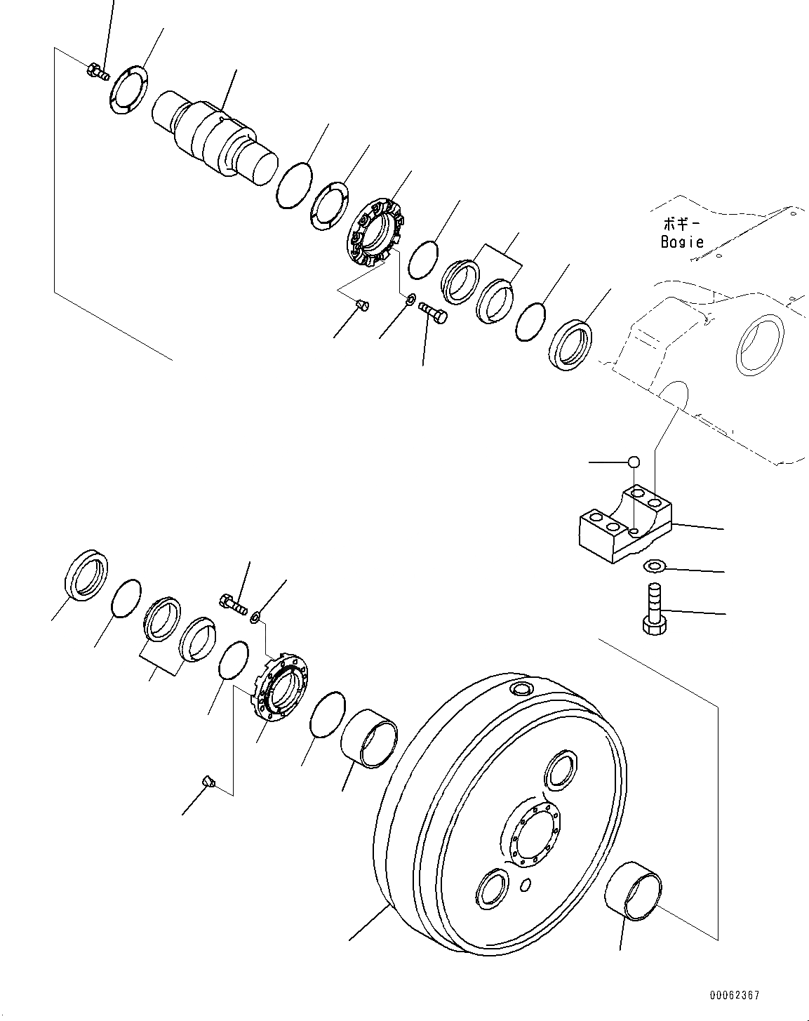 Схема запчастей Komatsu D375A-6 - ГУСЕНИЧНАЯ РАМА, ПЕРЕДН. ЛЕНИВЕЦ, ПРАВ. (№-) ГУСЕНИЧНАЯ РАМА, С ЗАЩИТА ОПОРНЫХ КАТКОВ, ДЛЯ ОТВАЛ С ДВОЙН. ПЕРЕКОСОМ