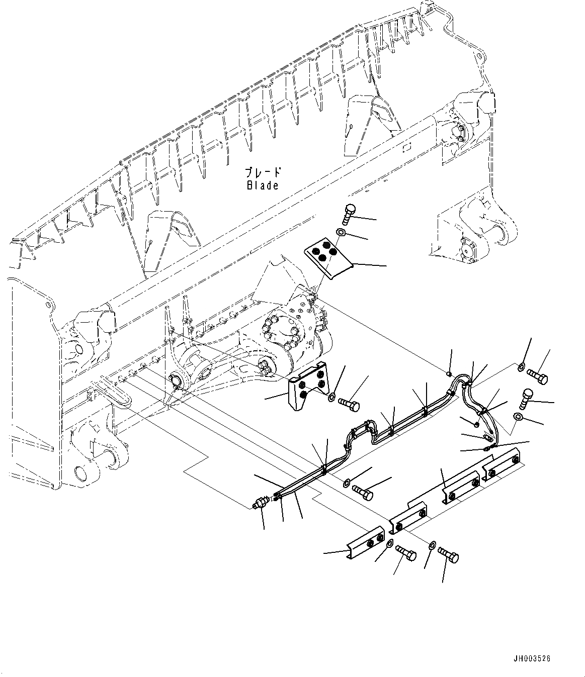 Схема запчастей Komatsu D375A-6 - DOZER ОТВАЛ, УДАЛЕННАЯ СМАЗКА ТРУБЫ (№-) DOZER ОТВАЛ, ДЛЯ УСИЛ.ENED U DOZER ОТВАЛ, УДАЛЕНН. СИСТ. СМАЗКИ