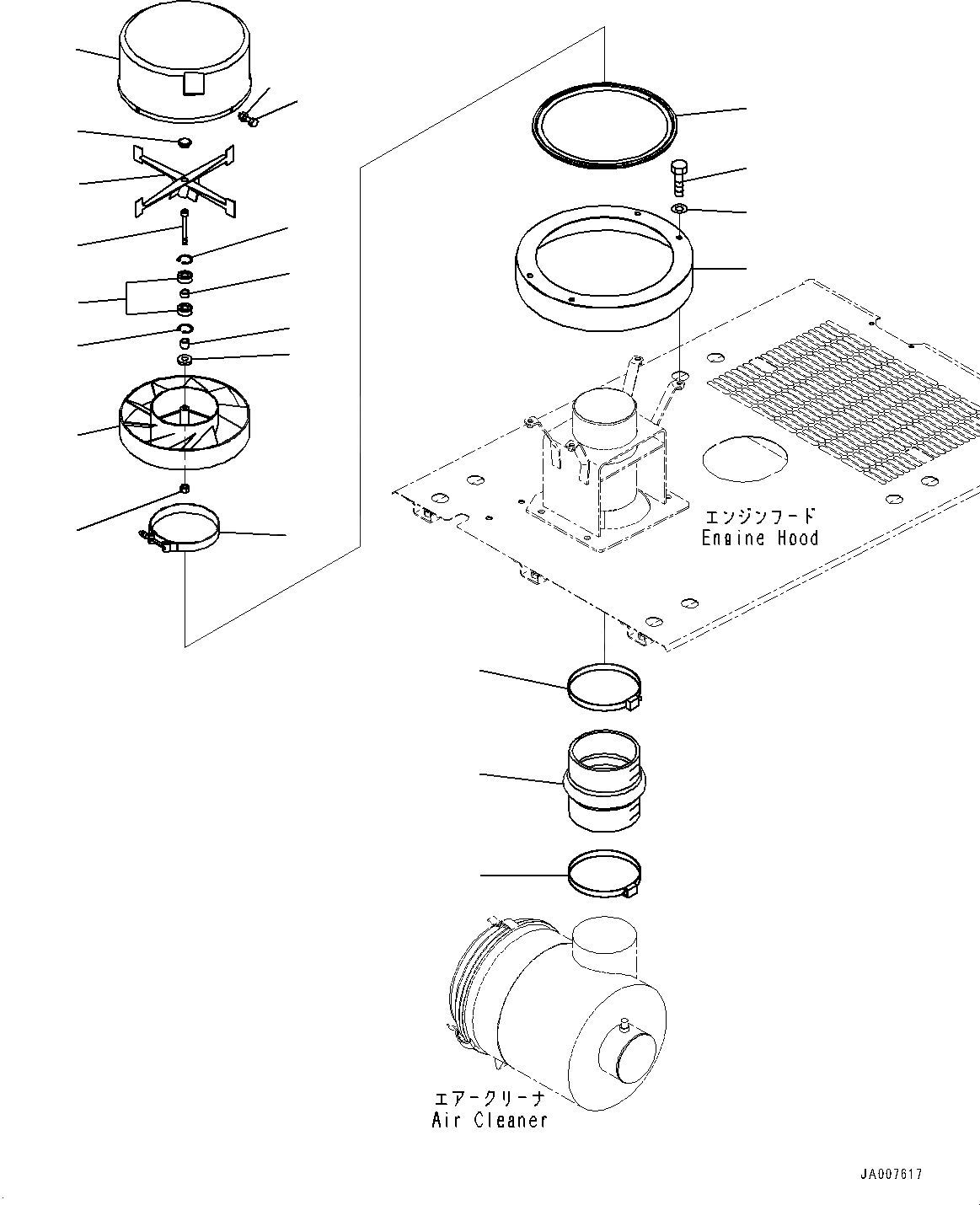 Схема запчастей Komatsu WA430-6 - КАПОТ, ПРЕФИЛЬТР (№7-) КАПОТ, С EXTRA BAD ТОПЛИВН. И ПЛОХ. ТОПЛИВО СПЕЦ-ЯIFICATION, ВОДН.+DUST, ДОПОЛН. ФИЛЬТР., УДЛИНН. ВПУСК ВОЗДУХА, ПРЕФИЛЬТР ТИП