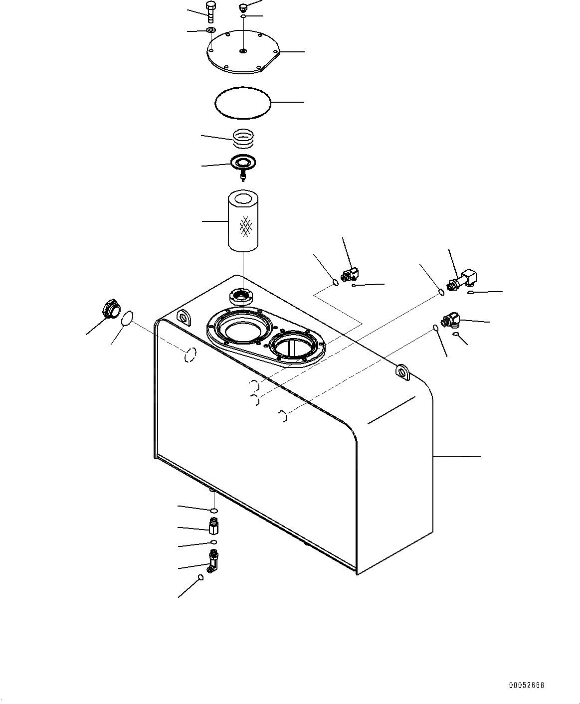 Схема запчастей Komatsu WA430-6 - ГИДР. БАК., ГИДР. БАК. ПАТРУБОК (№-) ГИДР. БАК., БЕЗ ЭКСТРЕНН. РУЛЕВ. УПРАВЛЕНИЕ