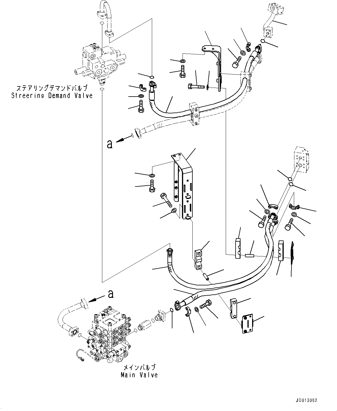 Схема запчастей Komatsu WA430-6 - ГИДРОЛИНИЯ, НАСОС РУЛЕВ. УПРАВЛ-Я ТРУБЫ (№-) ГИДРОЛИНИЯ, 3-Х СЕКЦИОНН., ДЛЯ СЕВ. АМЕРИКИ