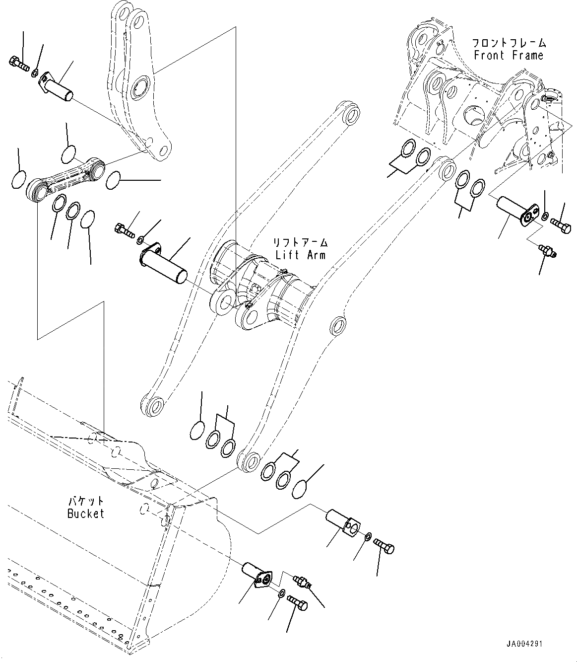 Схема запчастей Komatsu WA430-6 - РУКОЯТЬ И BELL CRANK, КРЕПЛЕНИЕ (№-) РУКОЯТЬ И BELL CRANK, С 2-Х СЕКЦИОНН. УПРАВЛЯЮЩ. КЛАПАН, ДЛЯ СЕВ. АМЕРИКИ