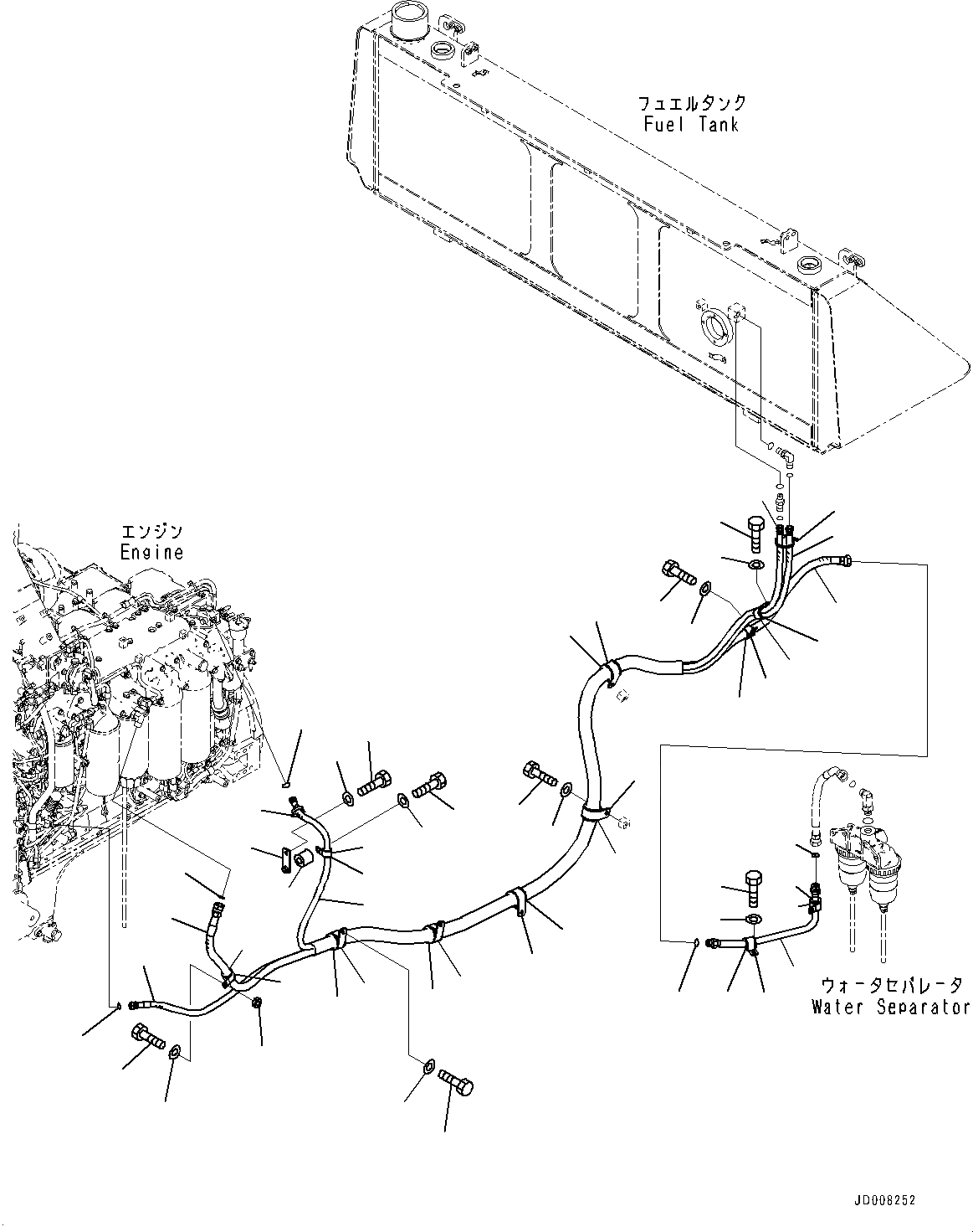 Схема запчастей Komatsu D155A-6R - ТОПЛИВН. ПОДАЮЩ. ТРУБЫ (№877-879) ТОПЛИВН. ПОДАЮЩ. ТРУБЫ