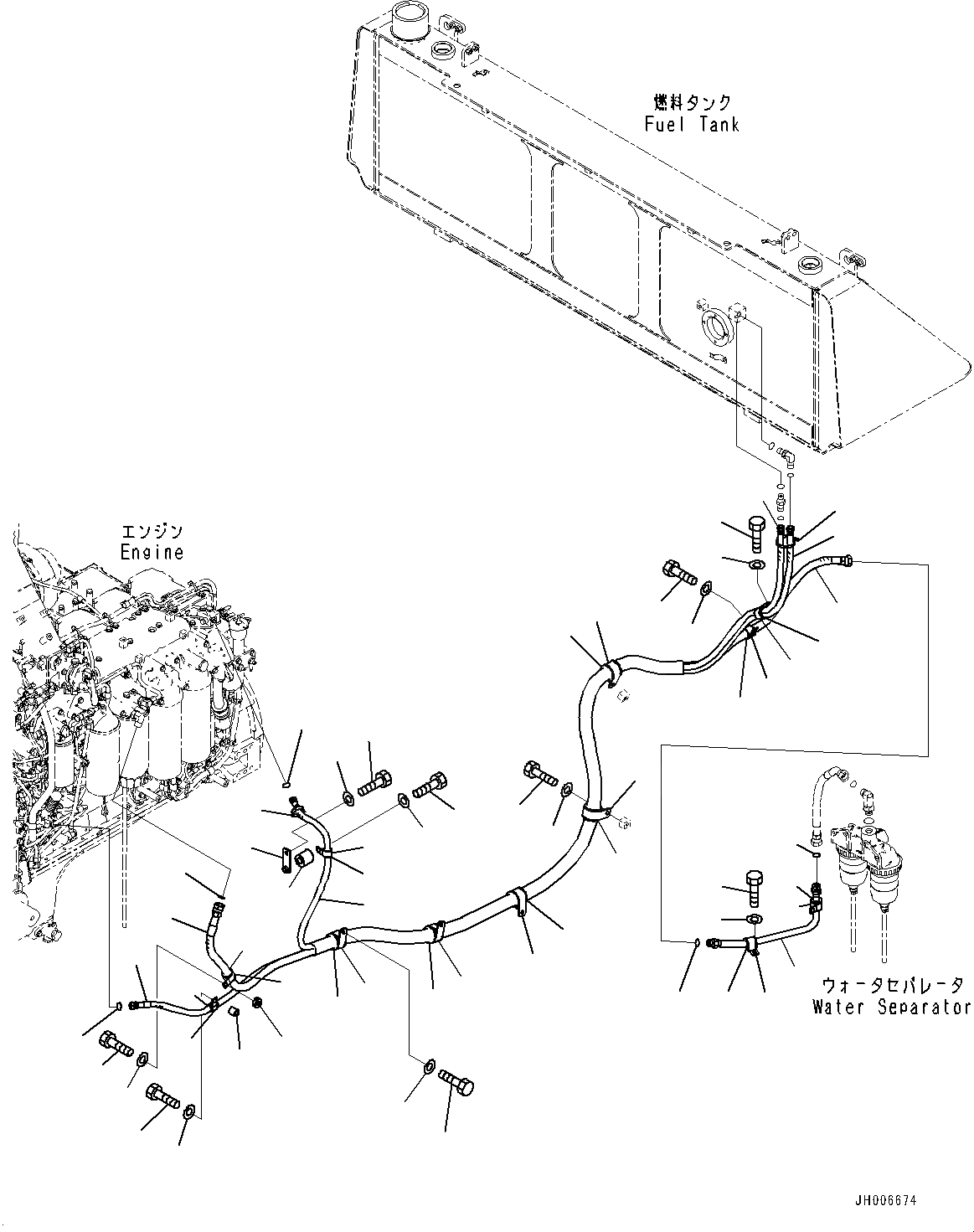 Схема запчастей Komatsu D155A-6R - ТОПЛИВН. ПОДАЮЩ. ТРУБЫ (№88-) ТОПЛИВН. ПОДАЮЩ. ТРУБЫ