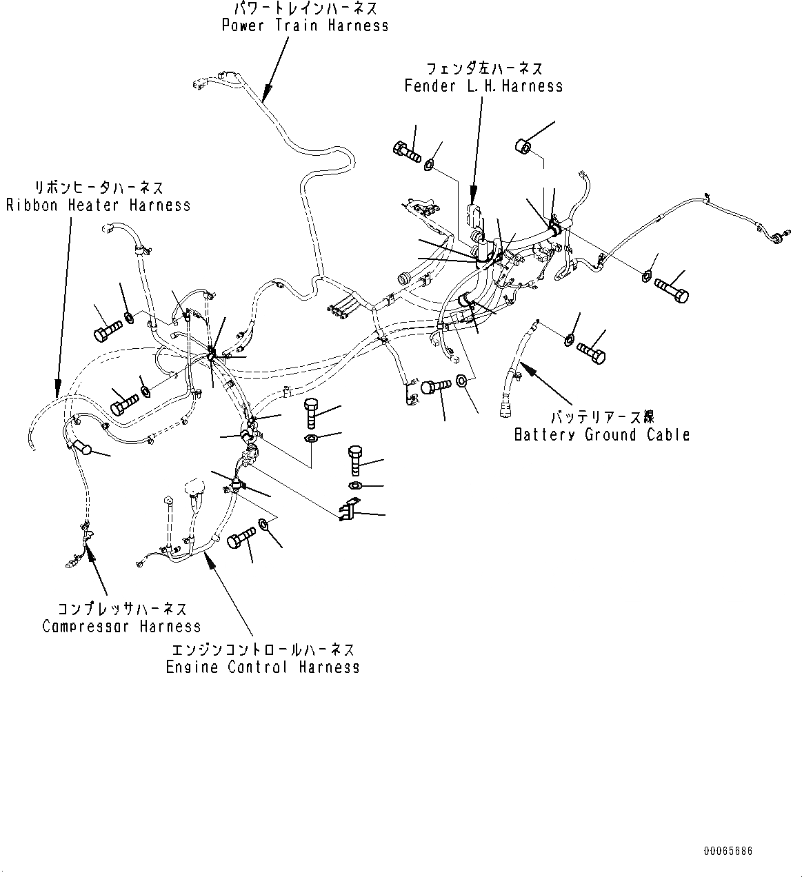 Схема запчастей Komatsu D155A-6R - ЭЛЕКТРИЧ. ПРОВОДКА, КРЫЛО, ЛЕВ. (№877-) ЭЛЕКТРИЧ. ПРОВОДКА, ДЛЯ КАБИНА ROPS