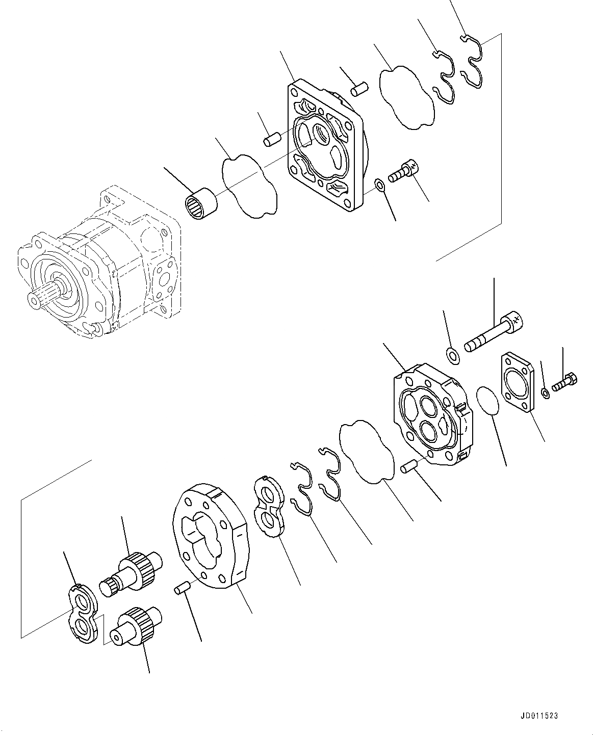 Схема запчастей Komatsu D155A-6R - СИЛОВАЯ ПЕРЕДАЧА, СМАЗКА НАСОС (/) (№877-) СИЛОВАЯ ПЕРЕДАЧА