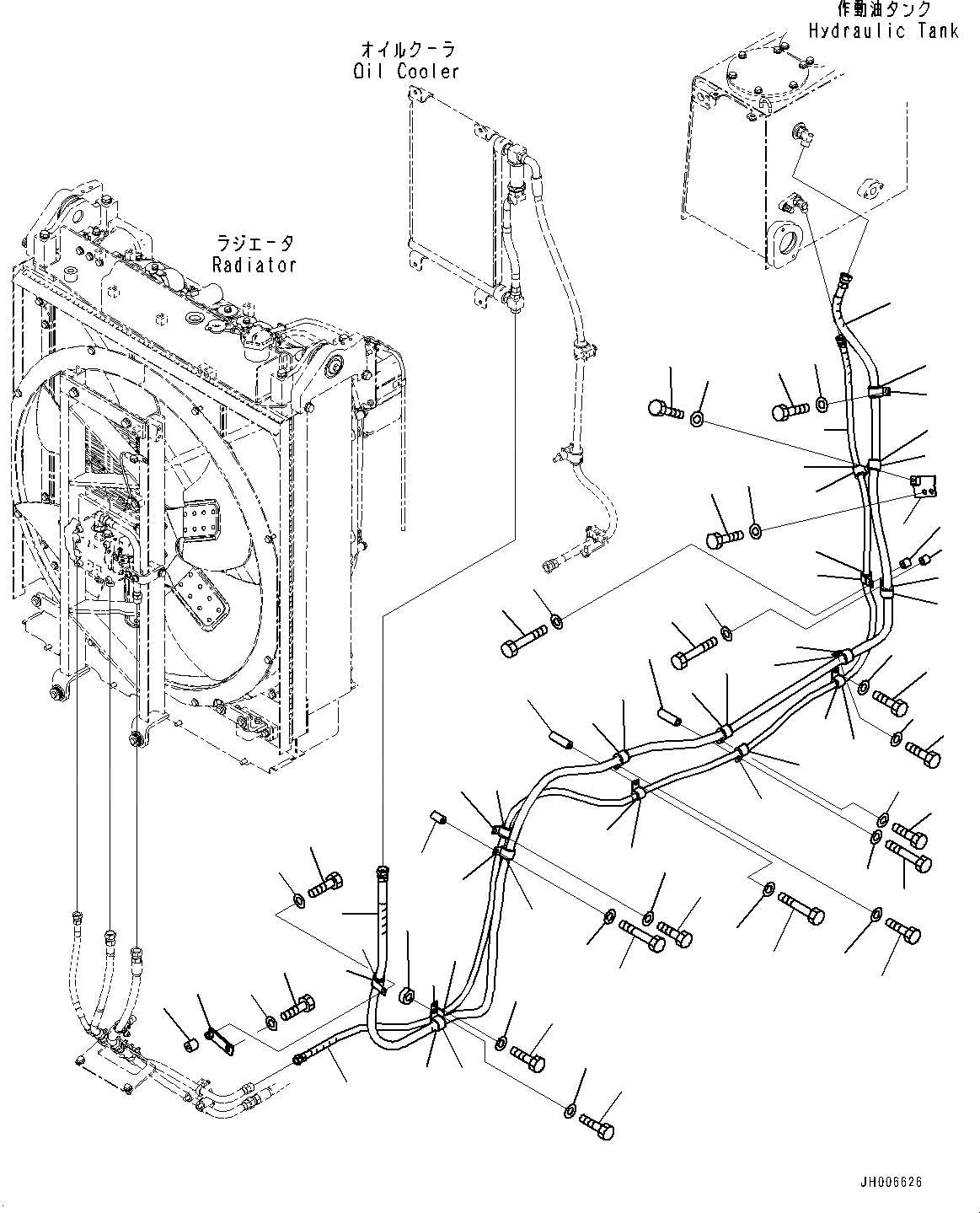 Схема запчастей Komatsu D155A-6R - ВЕНТИЛЯТОР ОХЛАЖДЕНИЯ ПРИВОД ТРУБЫ, МОТОР ВЕНТИЛЯТОРА ВОЗВРАТ. И ДРЕНАЖН. ТРУБЫ (№88-) ВЕНТИЛЯТОР ОХЛАЖДЕНИЯ ПРИВОД ТРУБЫ