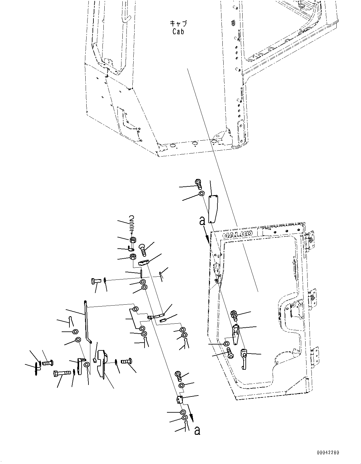 Схема запчастей Komatsu D155A-6R - КАБИНА, ЗАМОК ДВЕРИ, ЛЕВ. (№877-889) КАБИНА, С AM-FM STEREO РАДИО, CASSETTE, СЕВ. АМЕРИКА, KOMTRAX, ORBCOMM