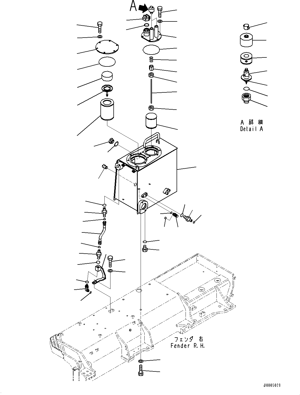Схема запчастей Komatsu D155A-6R - КРЫЛО КОМПОНЕНТЫ, ГИДР. БАК. (№88-87) КРЫЛО КОМПОНЕНТЫ, БЕЗ ЗАДН. ОБОРУД-Е, ДЛЯ КАПОТА