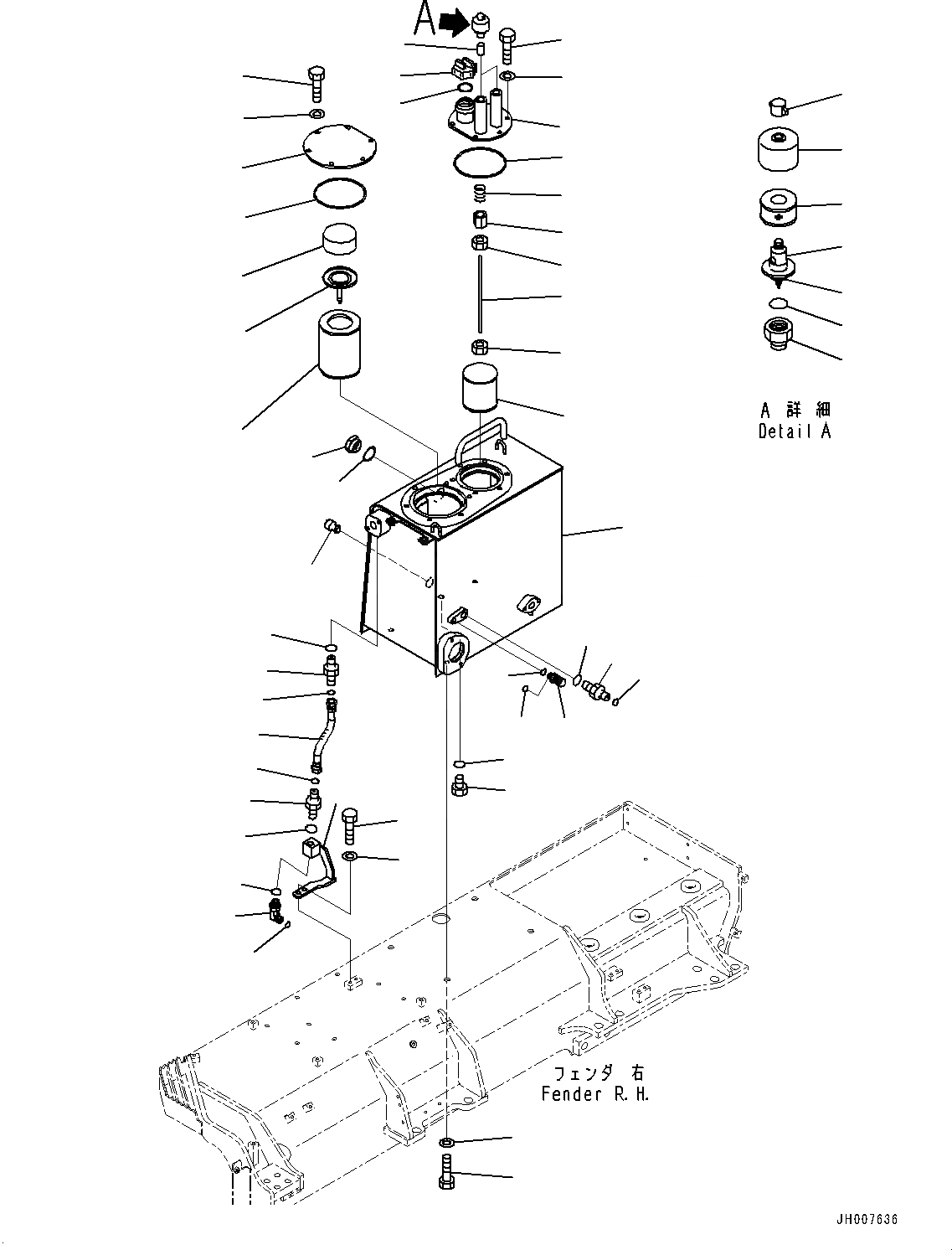 Схема запчастей Komatsu D155A-6R - КРЫЛО КОМПОНЕНТЫ, ГИДР. БАК. (№87-) КРЫЛО КОМПОНЕНТЫ, БЕЗ ЗАДН. ОБОРУД-Е, ДЛЯ ВЫСОК. ЕМК. АККУМУЛЯТОР, КАПОТ