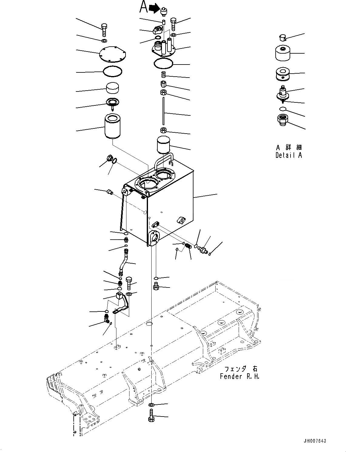 Схема запчастей Komatsu D155A-6R - КРЫЛО КОМПОНЕНТЫ, ГИДР. БАК. (№87-) КРЫЛО КОМПОНЕНТЫ, ДЛЯ КАБИНА ROPS, КРЫШКА МАСЛОНАЛИВНОГО ПАТРУБКА БЛОКИРОВКА И КРЫШКИБЛОКИР.