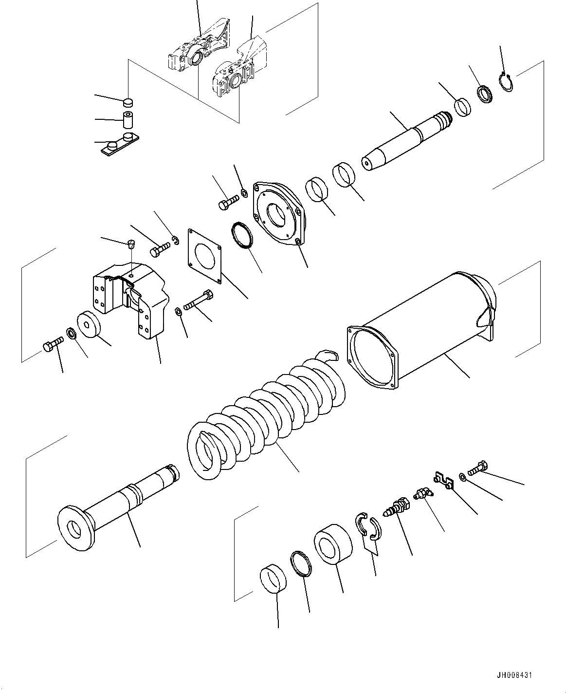 Схема запчастей Komatsu D155A-6R - ГУСЕНИЧНАЯ РАМА, ПРУЖИНА, ЛЕВ. (№898-) ГУСЕНИЧНАЯ РАМА, УСИЛ.ENED ТИП, С SEGMENTED ПОЛН. ЗАЩИТА ОПОРНЫХ КАТКОВ