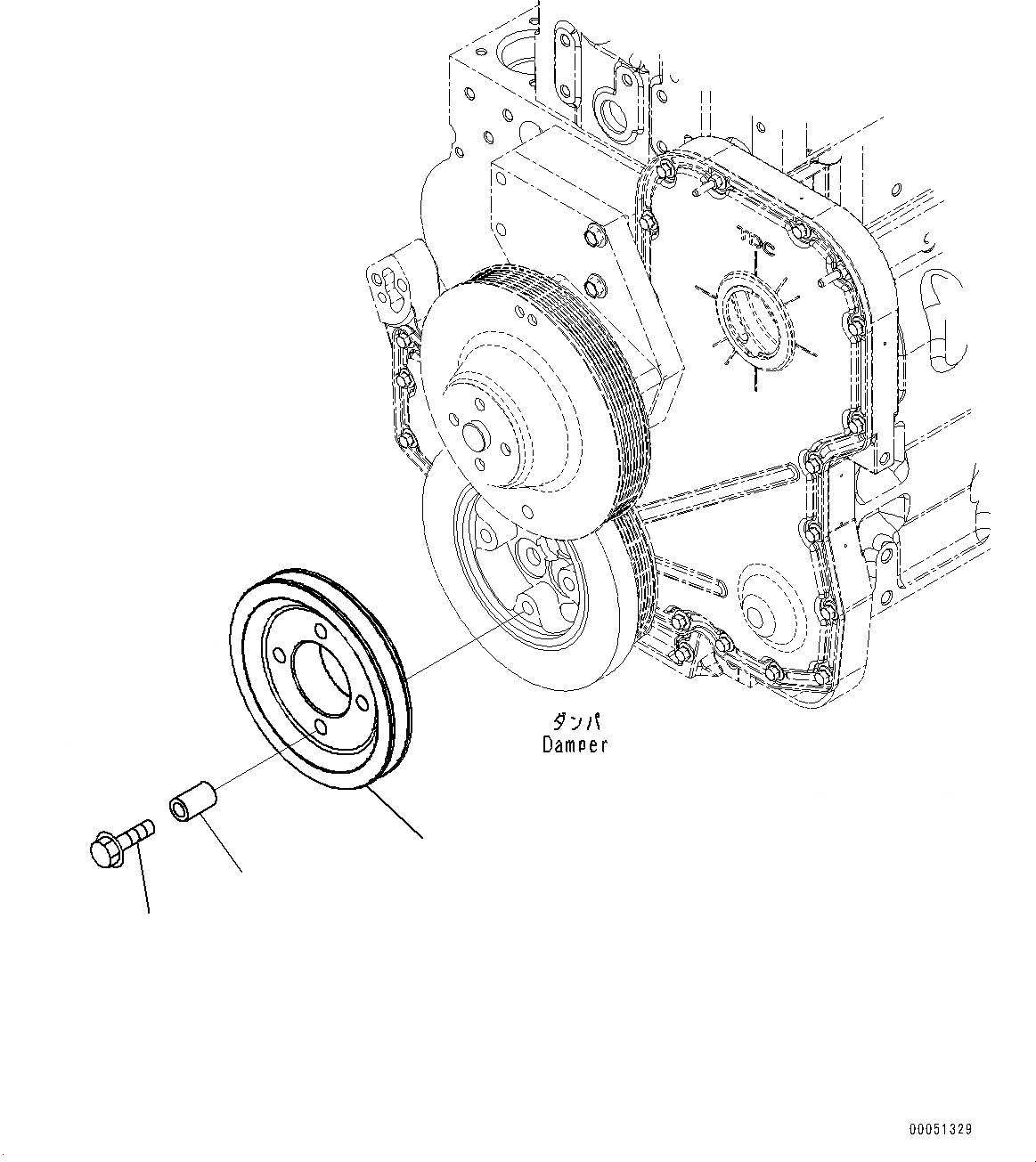 Схема запчастей Komatsu SAA6D114E-3C - ШКИВ КОЛЕНВАЛА (№879-) ШКИВ КОЛЕНВАЛА