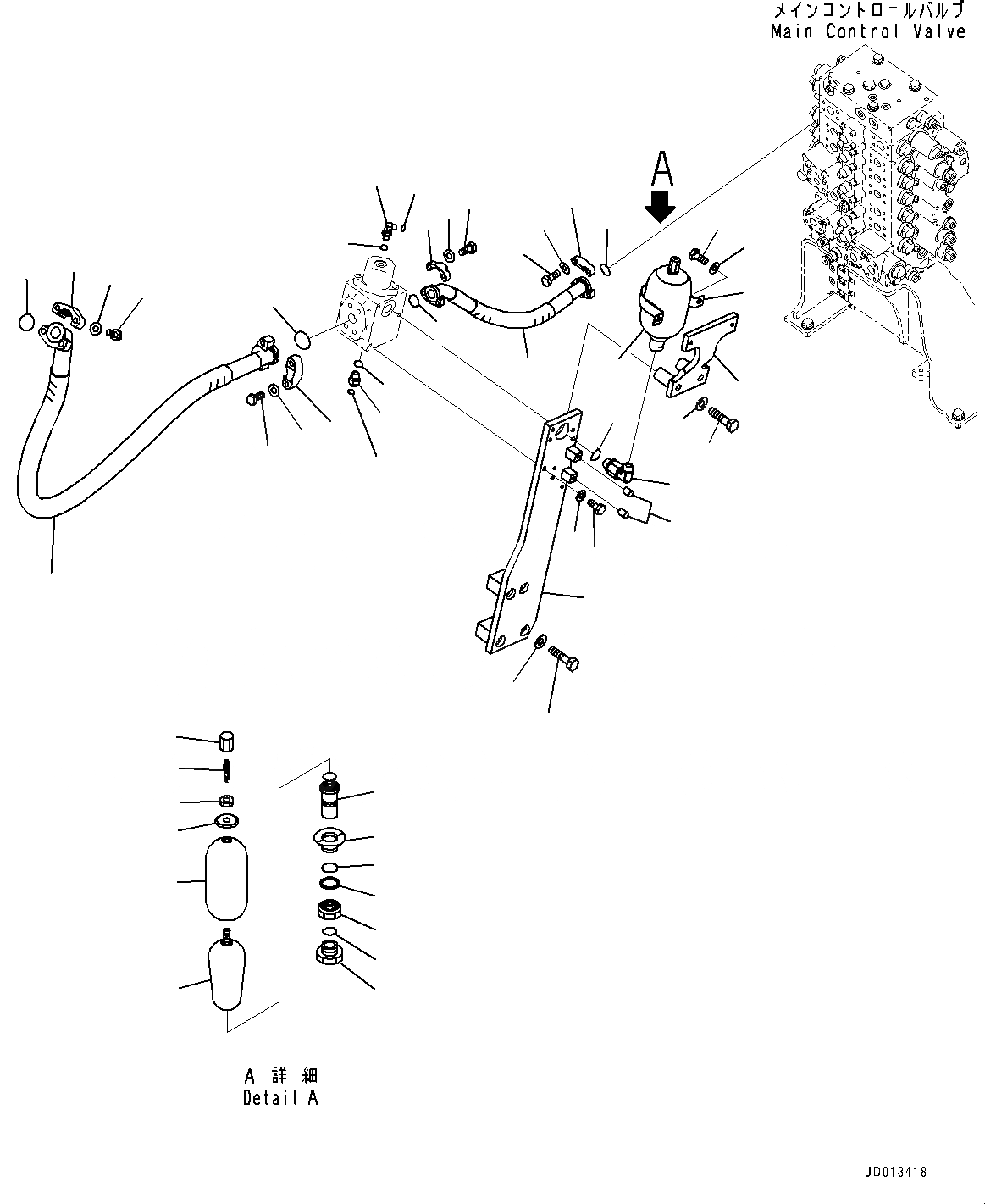 Схема запчастей Komatsu PC270-8 - АКТУАТОР ТРУБЫ, ОСНОВН. ТРУБЫ, ПРАВ. (№7-) АКТУАТОР ТРУБЫ, -АКТУАТОР