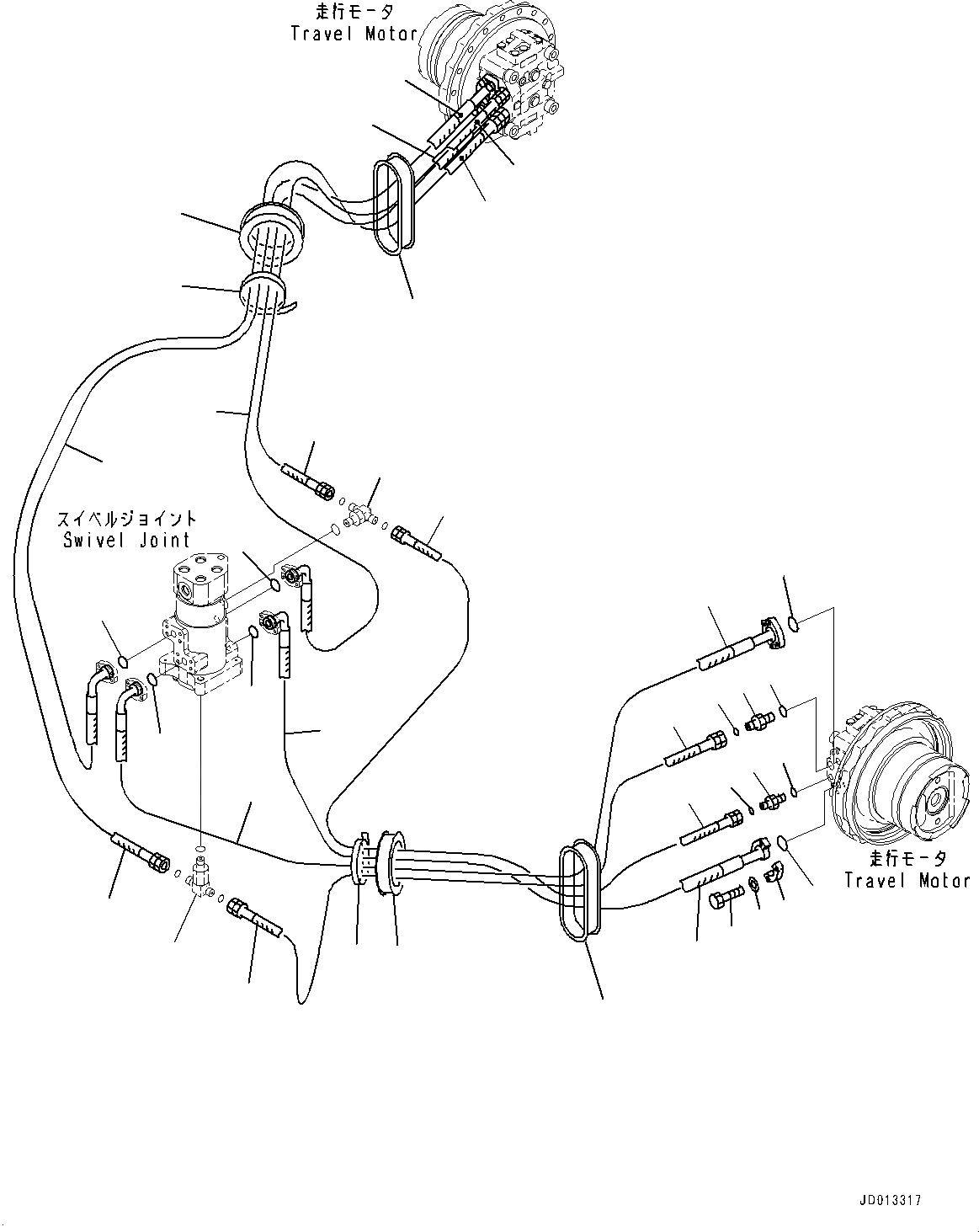 Схема запчастей Komatsu PC270-8 - ГИДРОЛИНИЯ ХОДА(№7-) ХОД ТРУБЫ