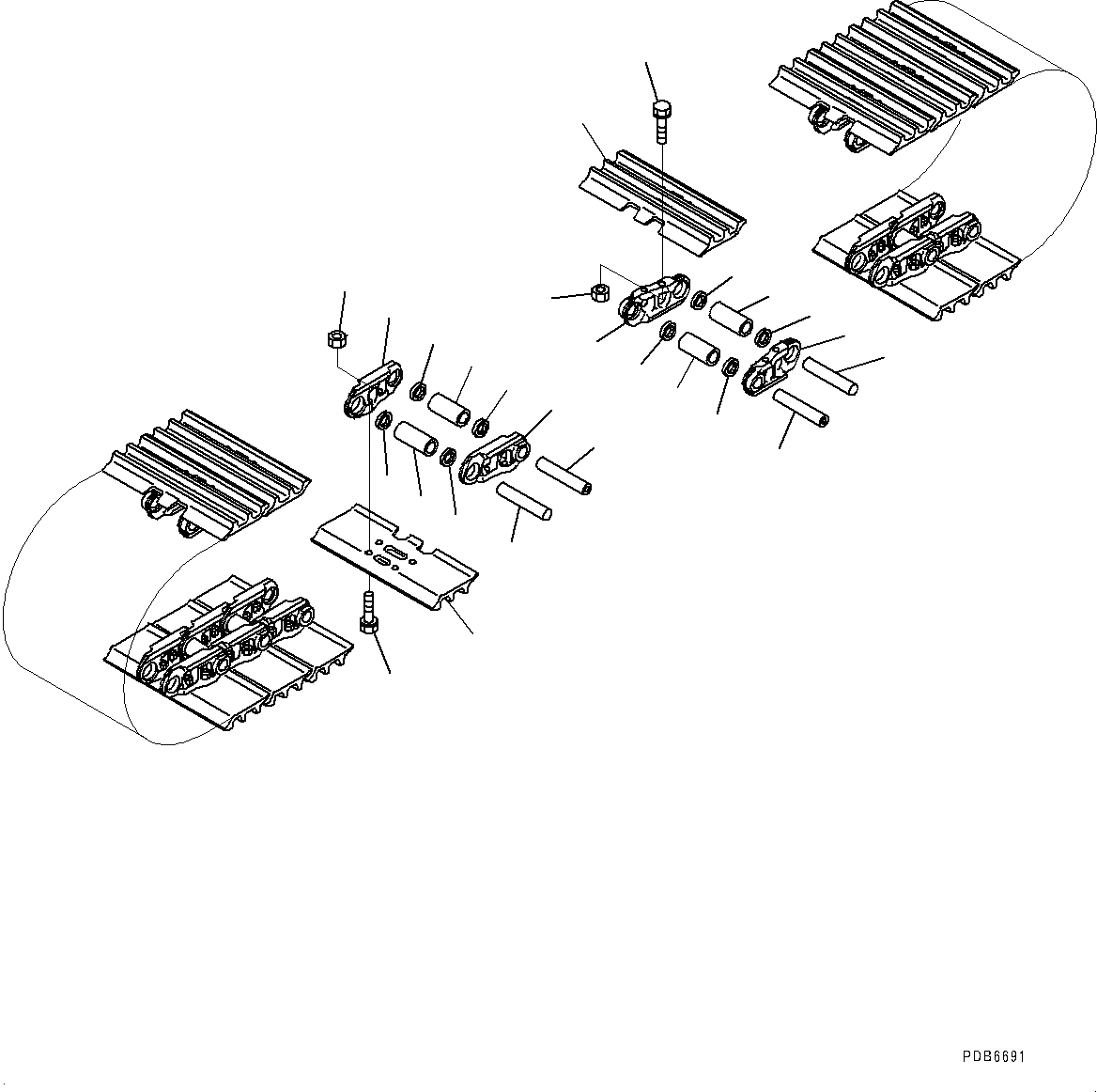 Схема запчастей Komatsu PC270-8 - ГУСЕНИЦЫ ASSEMBLY (№7-) ГУСЕНИЦЫ ASSEMBLY, OBУДЛИНН. ОТВЕРСТИЕD ТРОЙНОЙ ГРУНТОЗАЦЕП. SHOE, 8MM ШИР., СМАЗ. УПЛОТНЕНИЕED ТИП, 9 SET
