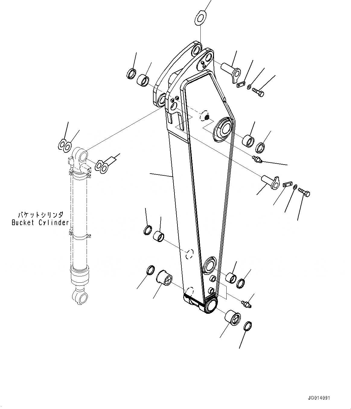 Схема запчастей Komatsu PC270LC-8 - РУКОЯТЬ, РУКОЯТЬ И ПАЛЕЦ (№7-) РУКОЯТЬ, MM, УСИЛ. ТИП, ЧАС. СМАЗКА INTERVAL