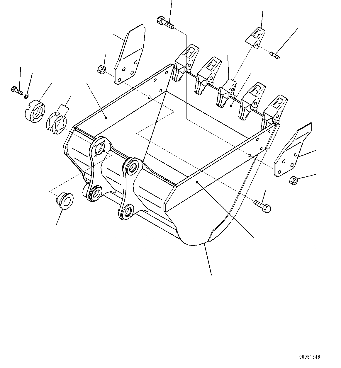 Схема запчастей Komatsu PC270LC-8 - КОВШ (№7-) КОВШ, .M, MM ШИР., ГОРИЗОНТАЛЬН. ПАЛЕЦ