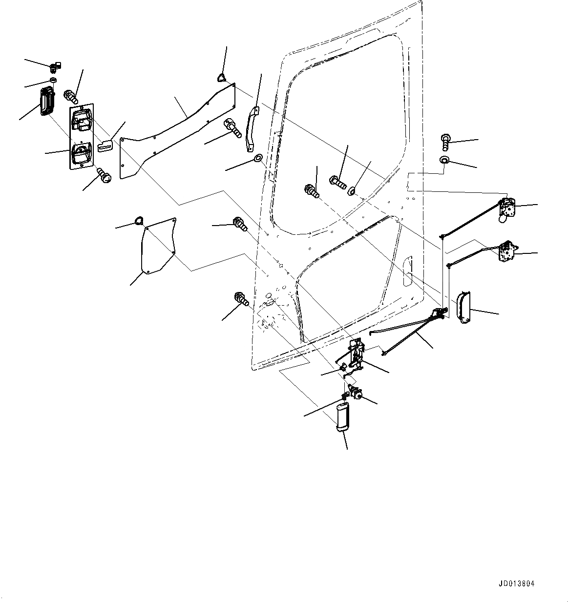 Схема запчастей Komatsu PC138US-8 - КАБИНА, ЗАМОК ДВЕРИ (№-) КАБИНА, С ORBCOMM