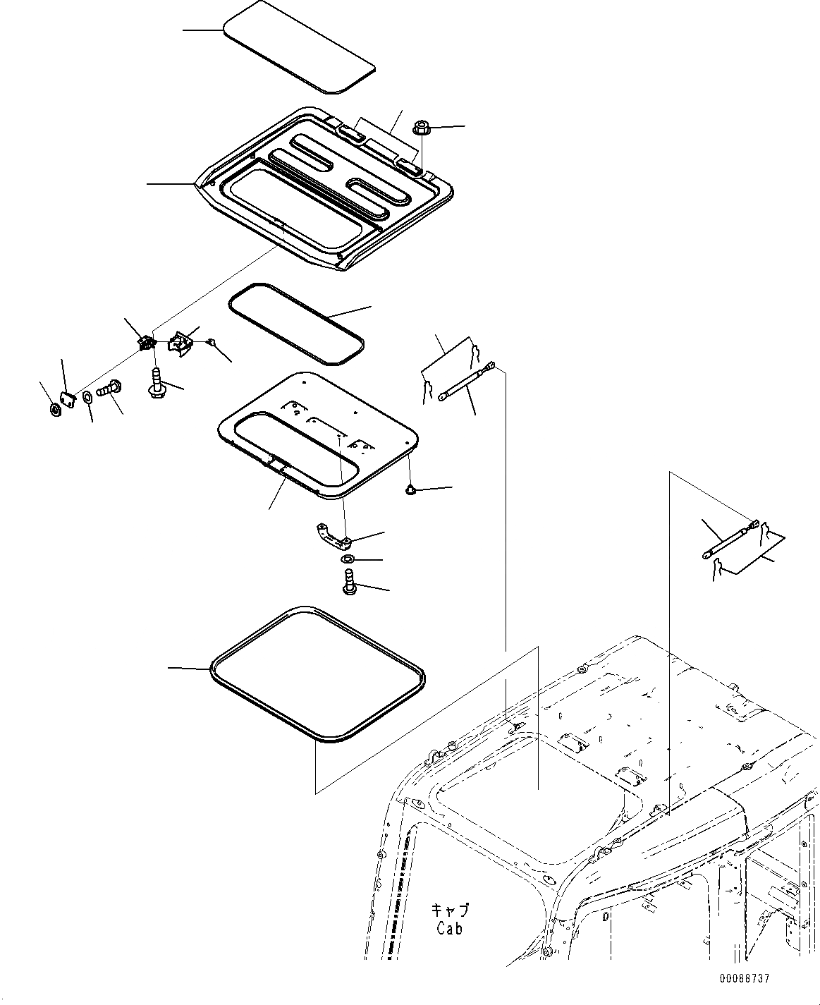 Схема запчастей Komatsu PC138US-8 - КАБИНА, ОКНО В КРЫШЕ (№-) КАБИНА, PROVISION ДЛЯ ЭКСТРЕНН. СТОП ПЕРЕКЛЮЧАТЕЛЬ