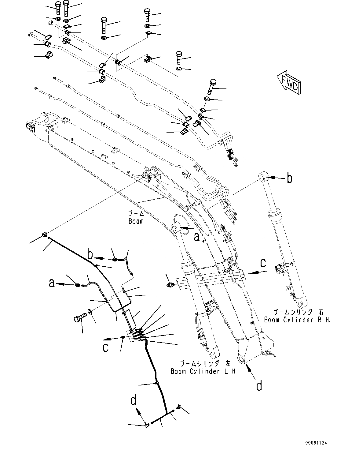 Схема запчастей Komatsu PC138US-8 - СТРЕЛА, СМАЗЫВАЮЩ. ЛИНИЯ (№-) СТРЕЛА, M, С -ДОПОЛН. АКТУАТОР ТРУБЫ