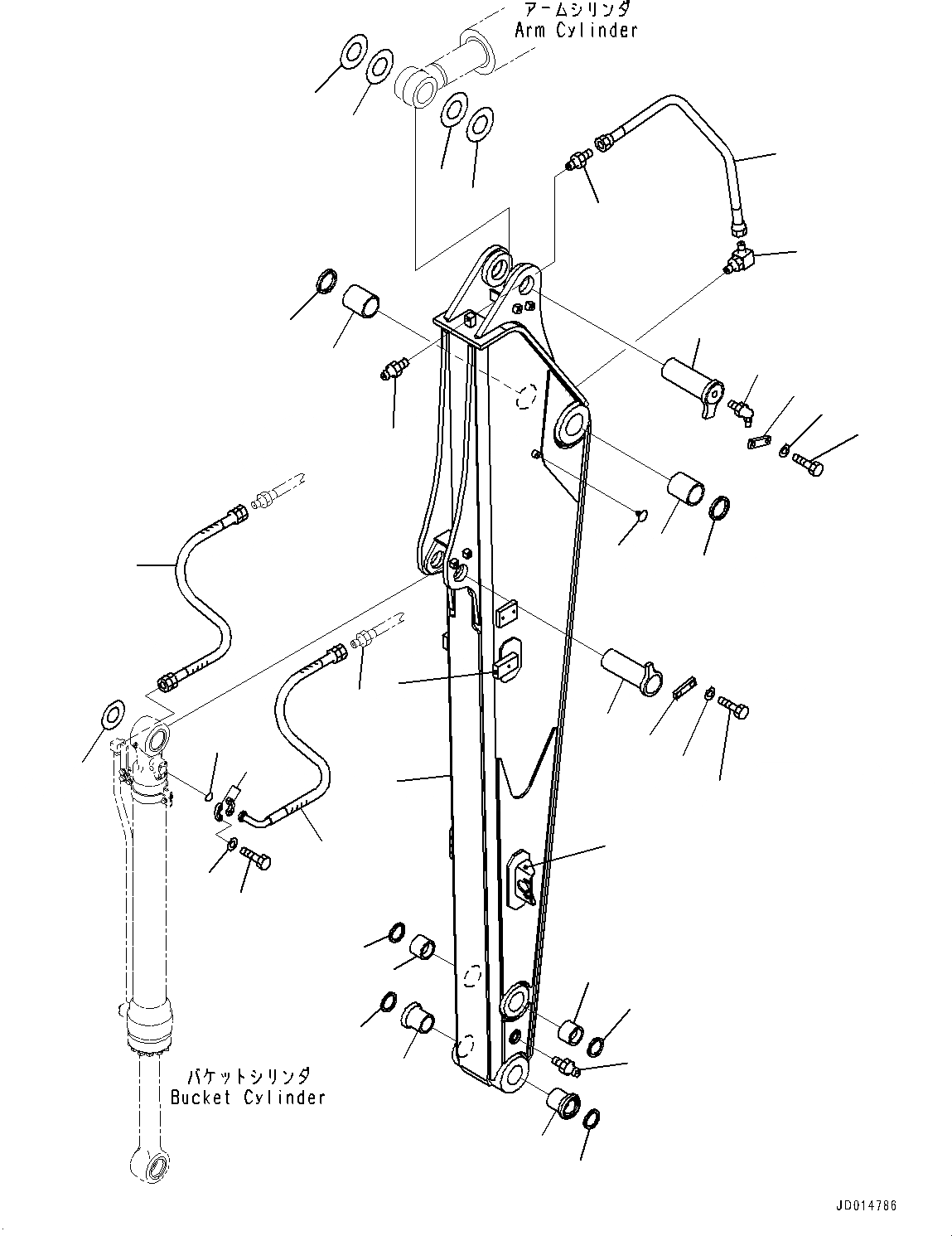 Схема запчастей Komatsu PC138US-8 - РУКОЯТЬ, РУКОЯТЬ И ЦИЛИНДР КОВША ТРУБЫ (№-) РУКОЯТЬ, MM С -ДОПОЛН. АКТУАТОР ТРУБЫ, УСИЛ.ENED ТИП