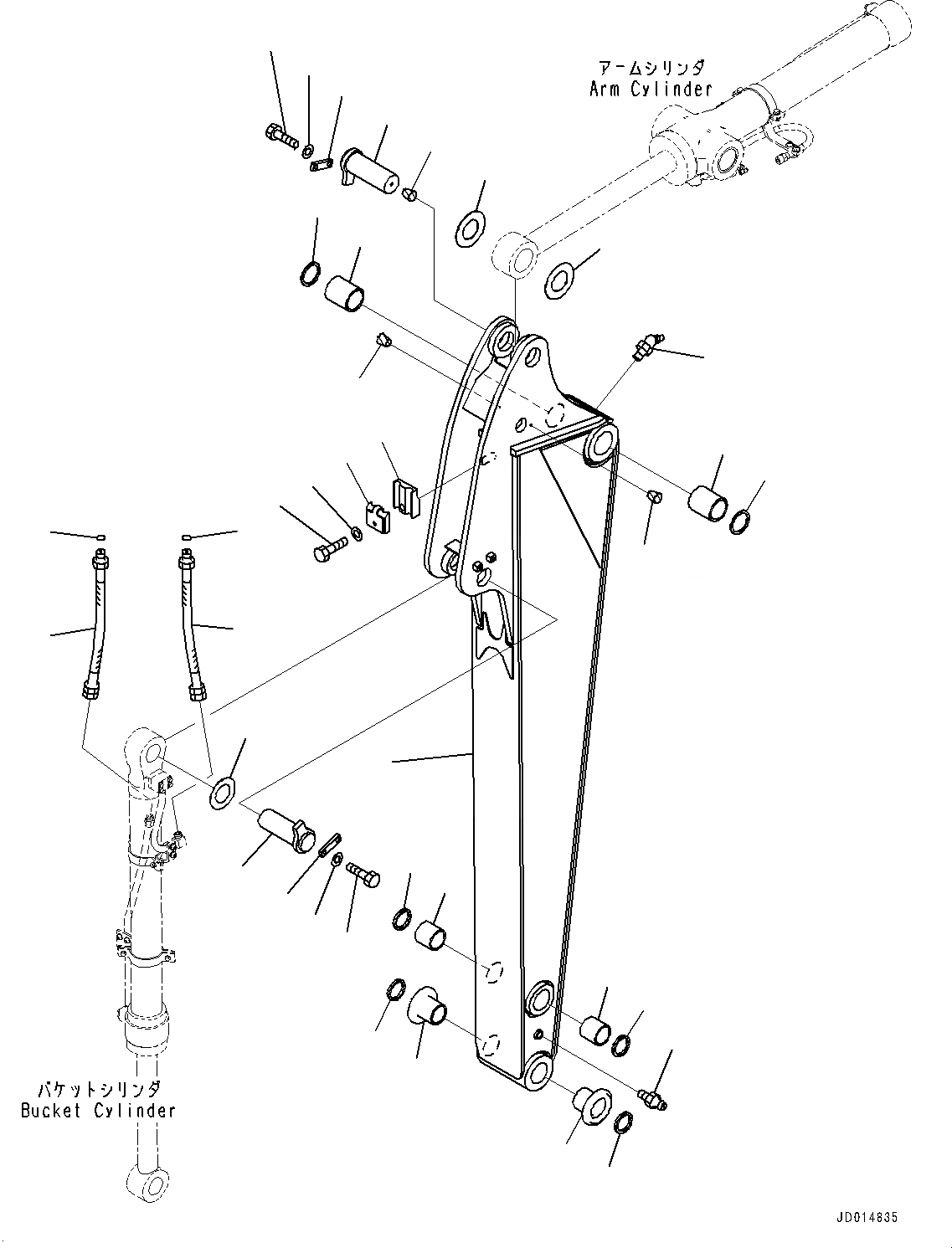 Схема запчастей Komatsu PC138US-8 - РУКОЯТЬ, РУКОЯТЬ И ЦИЛИНДР КОВША ТРУБЫ (№-) РУКОЯТЬ, MM, С KUK OFFSET СТРЕЛА
