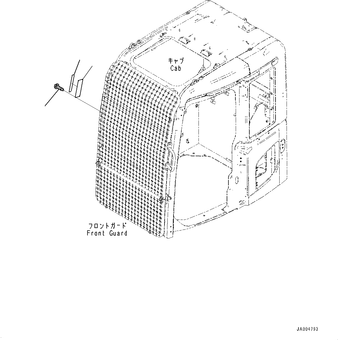 Схема запчастей Komatsu PC138US-8 - FOPS ПЛАСТИНА (№-) FOPS ПЛАСТИНА, С ФРОНТАЛЬНАЯ ЗАЩИТА, ДЛЯ СТРАН ЕС БЕЗОПАСН. REGULATION