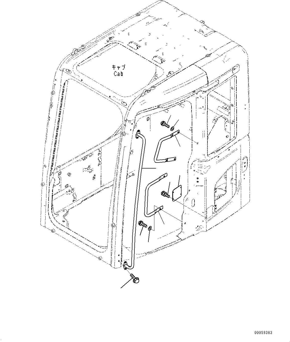 Схема запчастей Komatsu PC138US-8 - КАБИНА, РУЧКА (№-) КАБИНА, ПРАВ. РАМА ОКНА, С VOLT POWER ВЫПУСКН., ДЛЯ СТРАН ЕС