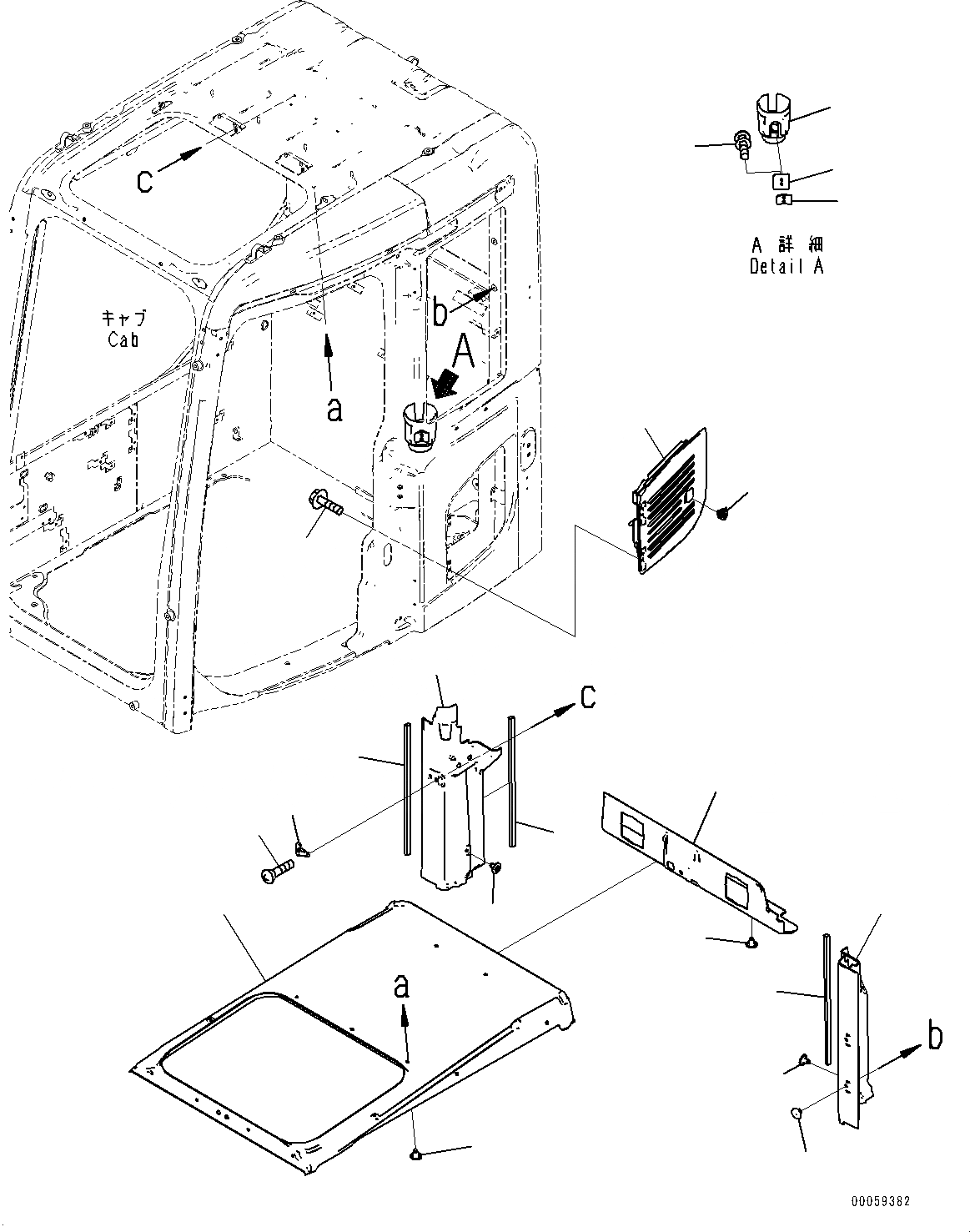 Схема запчастей Komatsu PC138USLC-8 - КАБИНА, КРЫША КРЫШКАAND ВПУСК ВОЗДУХА (№-) КАБИНА, КАБИНА ROPS, ДВЕРЬ РАМА, С VOLT POWER ПОДАЮЩ.