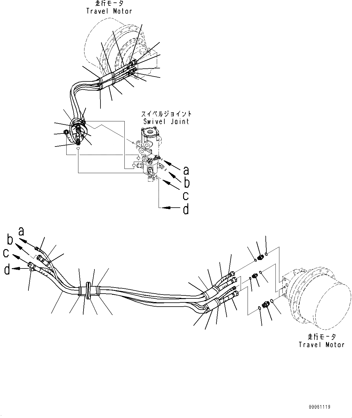 Схема запчастей Komatsu PC138USLC-8 - ГИДРОЛИНИЯ ХОДА(№-) ХОД ТРУБЫ, БЕЗ ОТВАЛ, ДЛЯ TRACTION UP КОНЕЧНАЯ ПЕРЕДАЧА 1 SPEED