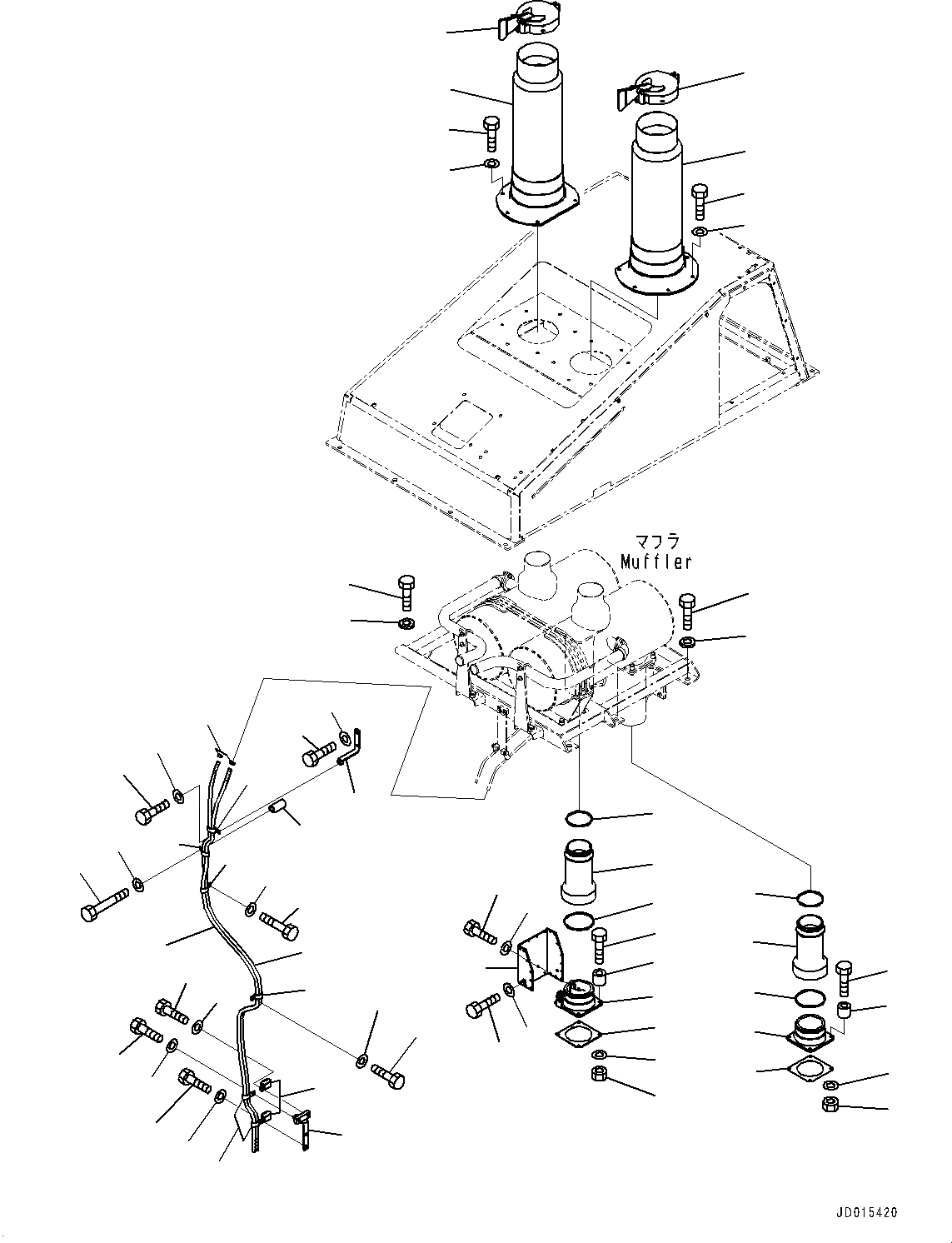 Схема запчастей Komatsu PC2000-8 - ВПУСК ВОЗДУХА И ВЫПУСКН., PIPE И ШЛАНГИ (№9-) ВПУСК ВОЗДУХА И ВЫПУСКН., С ПРЕФИЛЬТР