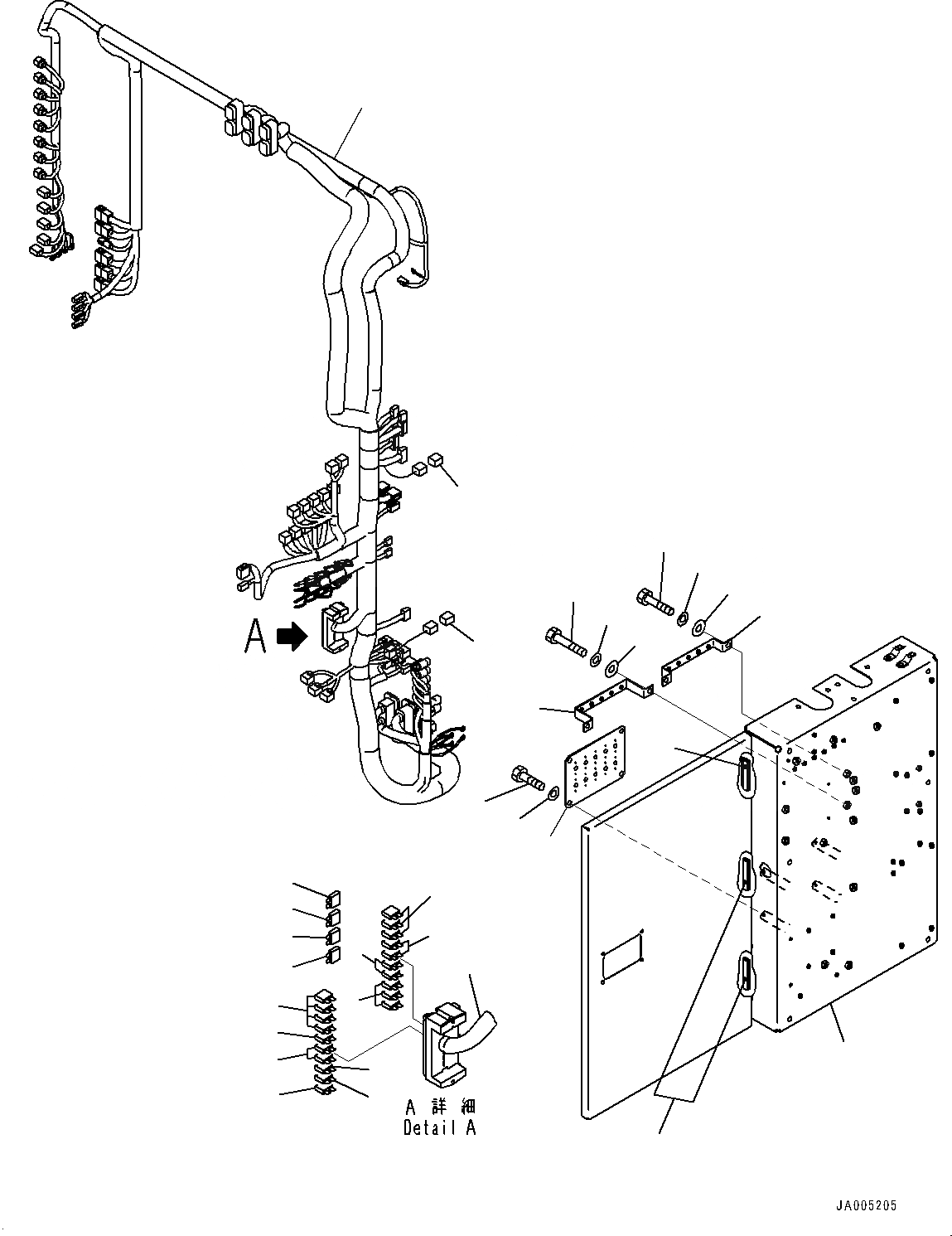 Схема запчастей Komatsu PC2000-8 - ЭЛЕКТРИКА, КАБИНА ОСНОВ., ПРОВОДКА И КОРПУС (№9-) ЭЛЕКТРИКА, ЛЕСТНИЦА, С ИЗОЛЯТОР АККУМУЛЯТОРОВ