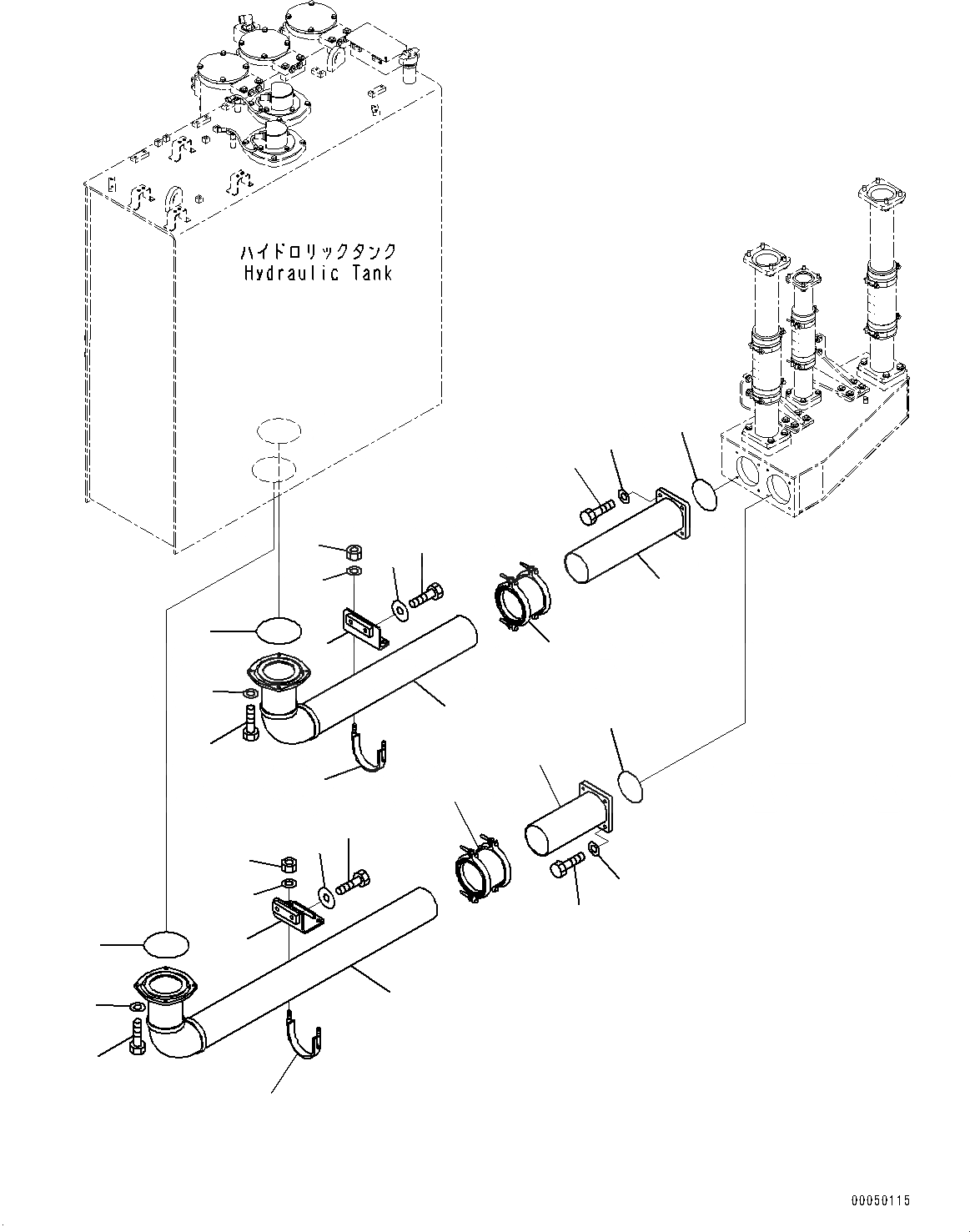 Схема запчастей Komatsu PC2000-8 - ВСАСЫВ. ТРУБЫ, ТОПЛИВН. БАК. TO ОСНОВН. НАСОС (№9-) ВСАСЫВ. ТРУБЫ, БЕЗ SERVICE ЦЕНТР., СМАЗ. ОТСЕКАЮЩ. КЛАПАН