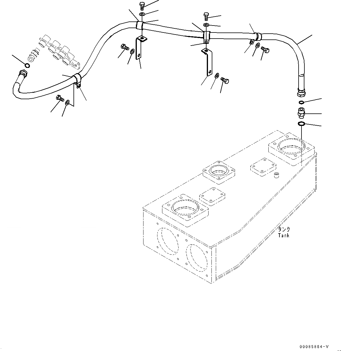 Схема запчастей Komatsu PC2000-8 - ВСАСЫВ. ТРУБЫ, ГИДРОЛИНИЯ (№9-) ВСАСЫВ. ТРУБЫ, С SERVICE ЦЕНТР.