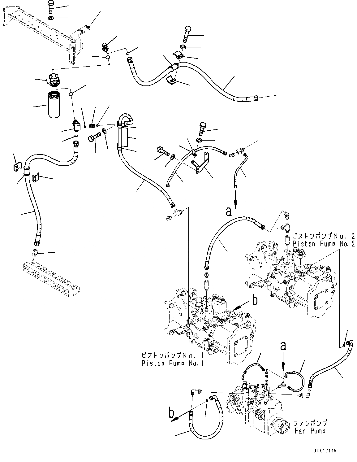 Схема запчастей Komatsu PC2000-8 - ПРОПОРЦИОНАЛЬН. PRESSURE УПРАВЛ-Е (PPC) НАСОС ВОЗВРАТ. ТРУБЫ, ШЛАНГИ (/) (№9-) ПРОПОРЦИОНАЛЬН. PRESSURE УПРАВЛ-Е (PPC) НАСОС ВОЗВРАТ. ТРУБЫ