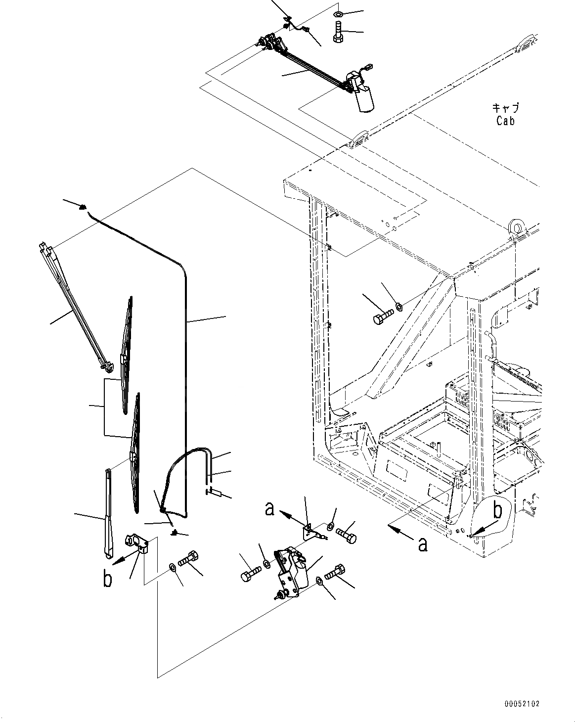 Схема запчастей Komatsu PC2000-8 - КАБИНА, ДВОРНИКИ (№9-) КАБИНА, С ОГНЕТУШИТЕЛЬ, БЕЗ AM-FM STEREO РАДИО, CASSETTE