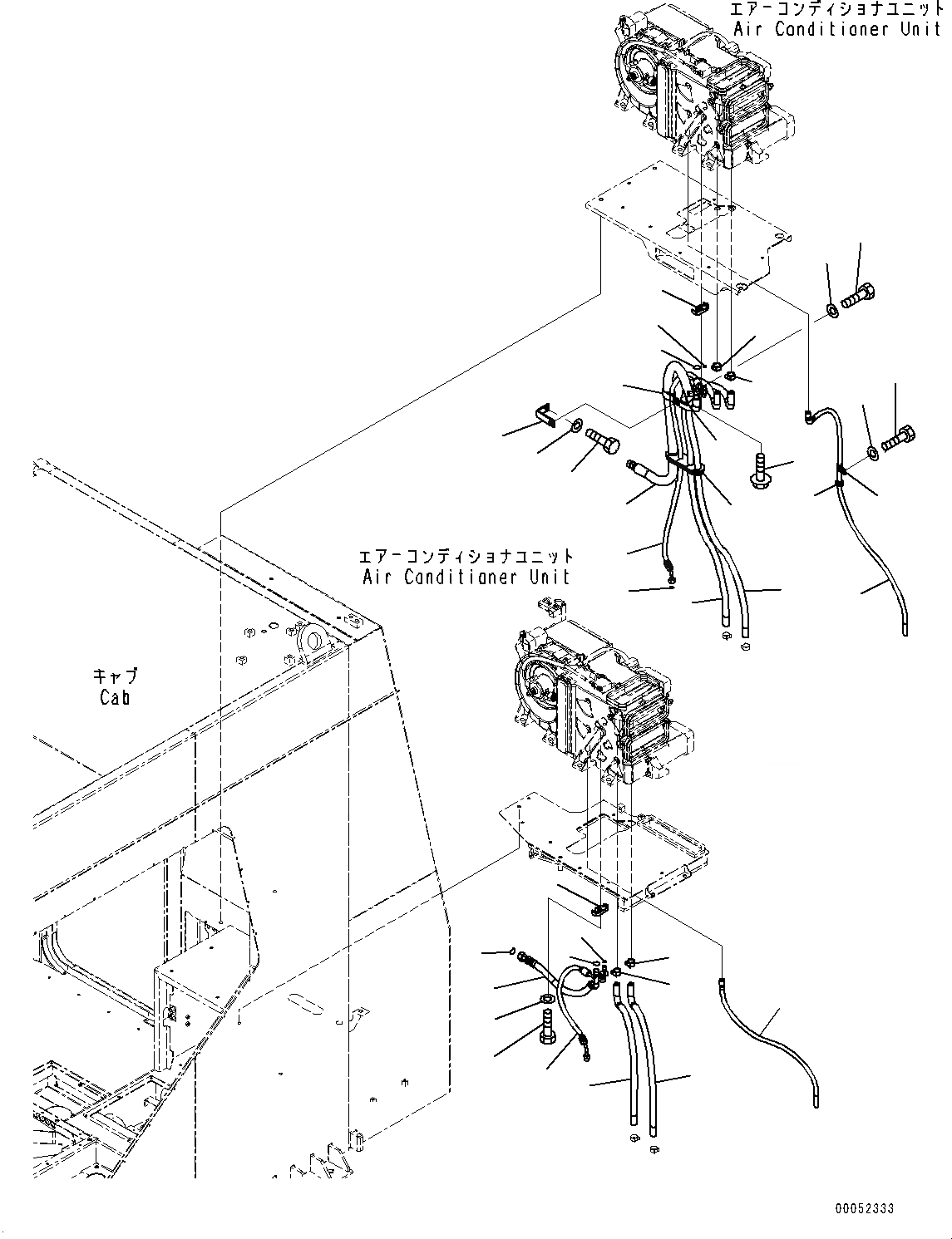 Схема запчастей Komatsu PC2000-8 - КАБИНА, ТРУБКИ КОНДИЦИОНЕРА (№9-) КАБИНА, С AMBER COLOR WARNING МИГАЛКА, ПЕРЕДН. ПОЛН. ЗАЩИТА, AM-FM РАДИО ДЛЯ АЗИИ, SERVICE ЦЕНТР.